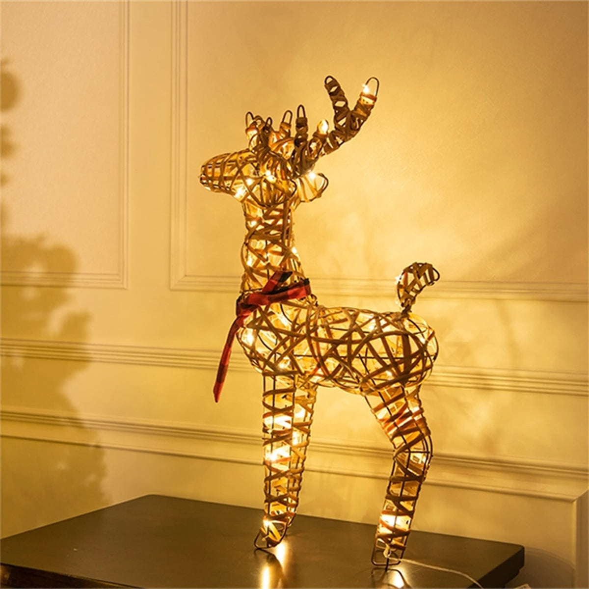 LED Rentier Metall Gold Weiß Eisen Rahmen Beleuchtet Weihnachtshirsch warm weiß Weihnachten Deko für Innen Aussen