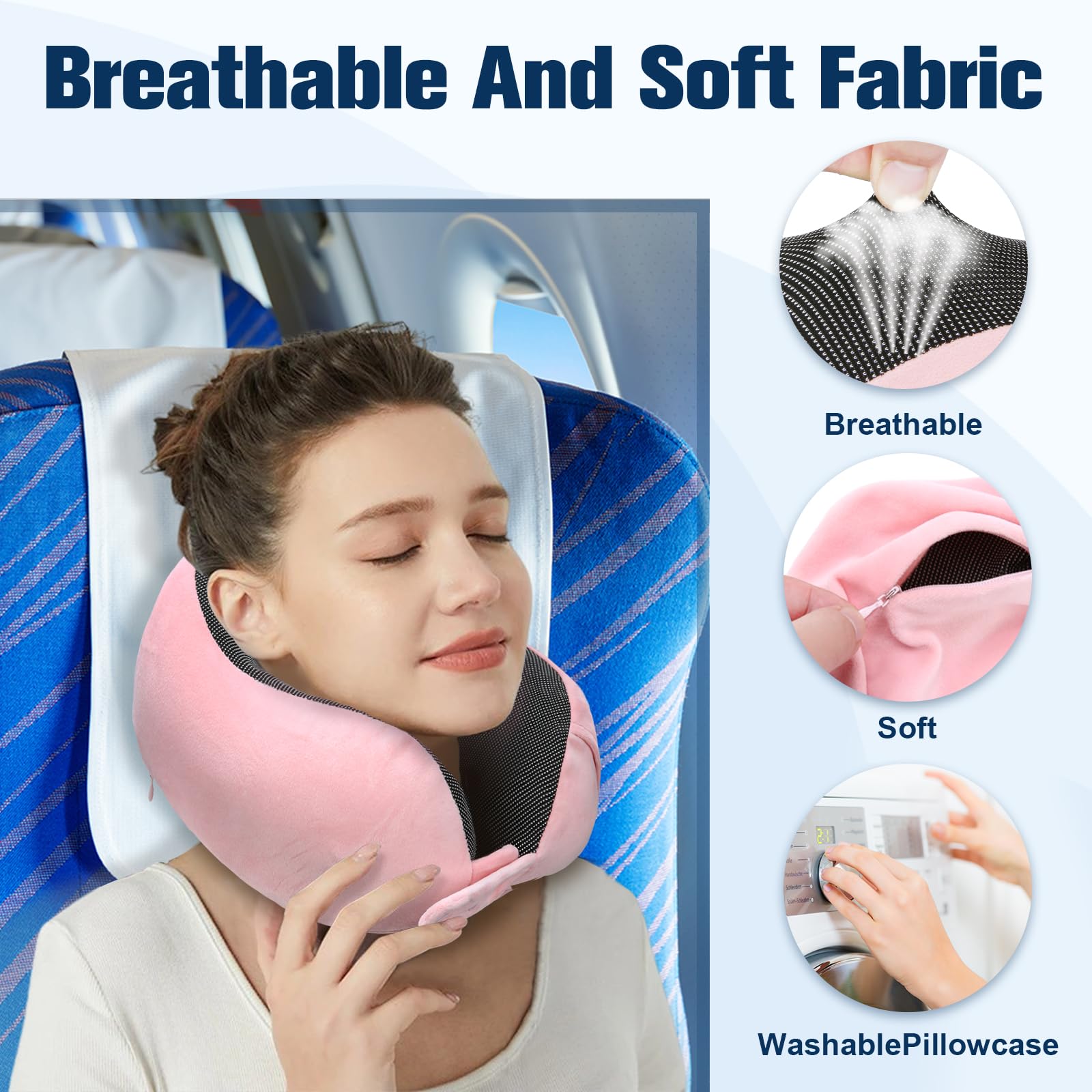 Cirorld Nackenkissen Flugzeug, Nackenhörnchen Erwachsene, Reisekissen Memory Foam, Verstellbares Kompaktes Nackenkissen Reise, Ergonomisches Weich Atmungsaktiv mit Ohrstöpseln, Augenmaske,Tragetasche