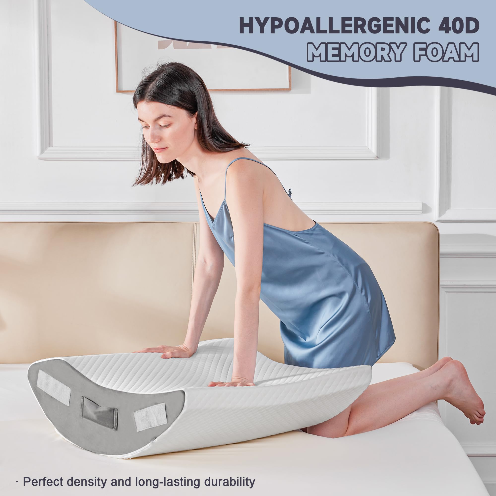 Orthopädische Bett Keil Kissen Set für das Schlafen, Post Chirurgie Schaum Kissen für Körper, Rücken und Beine Schmerzlinderung, Dreieck justierbare Stützkissen mit Säure Reflux Schlafkissen Weiß