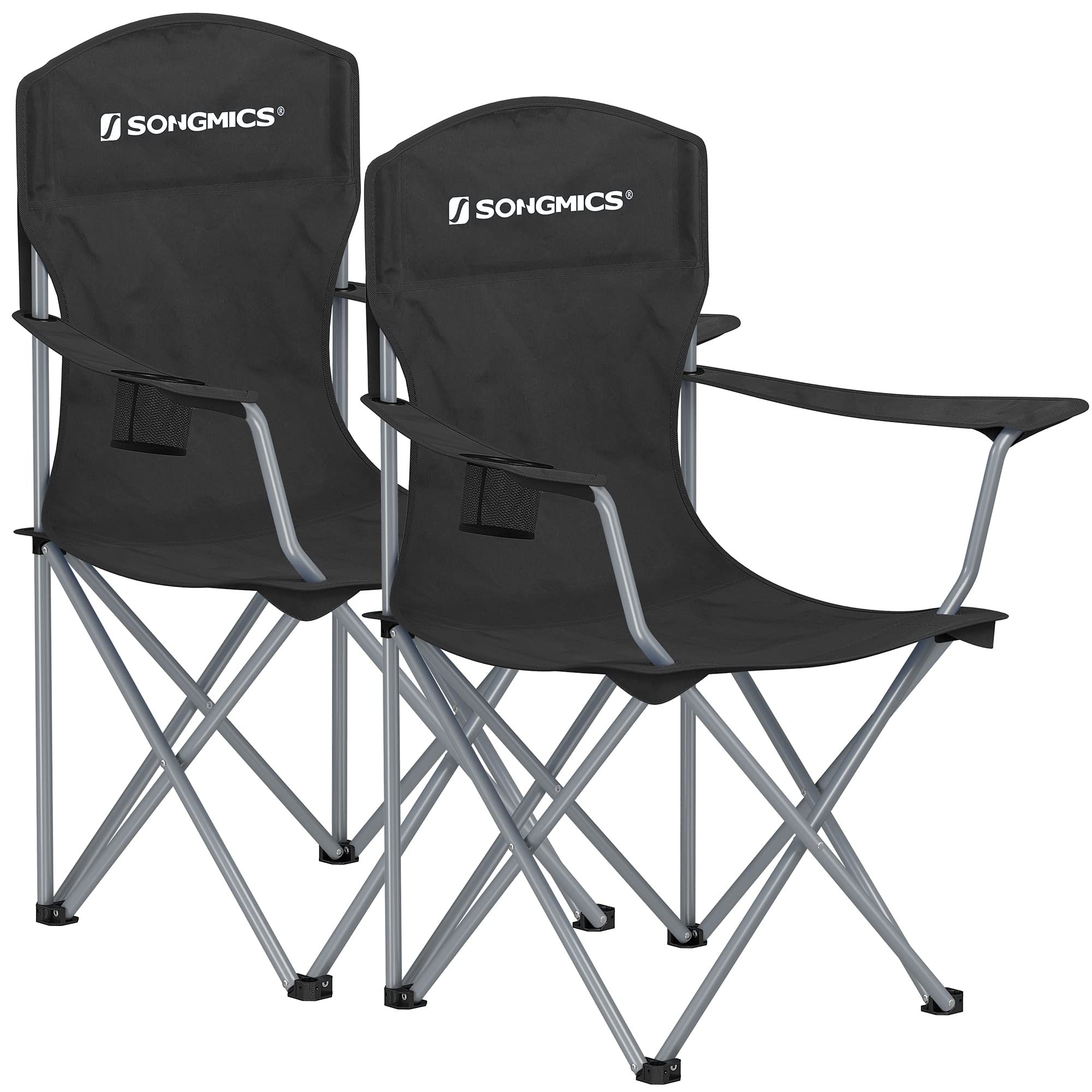 2er Set Klappstuhl Campingstuhl Bequeme Schwerlaststruktur bis 150kg belastbar mit Getränkehalter Outdoor Stuhl