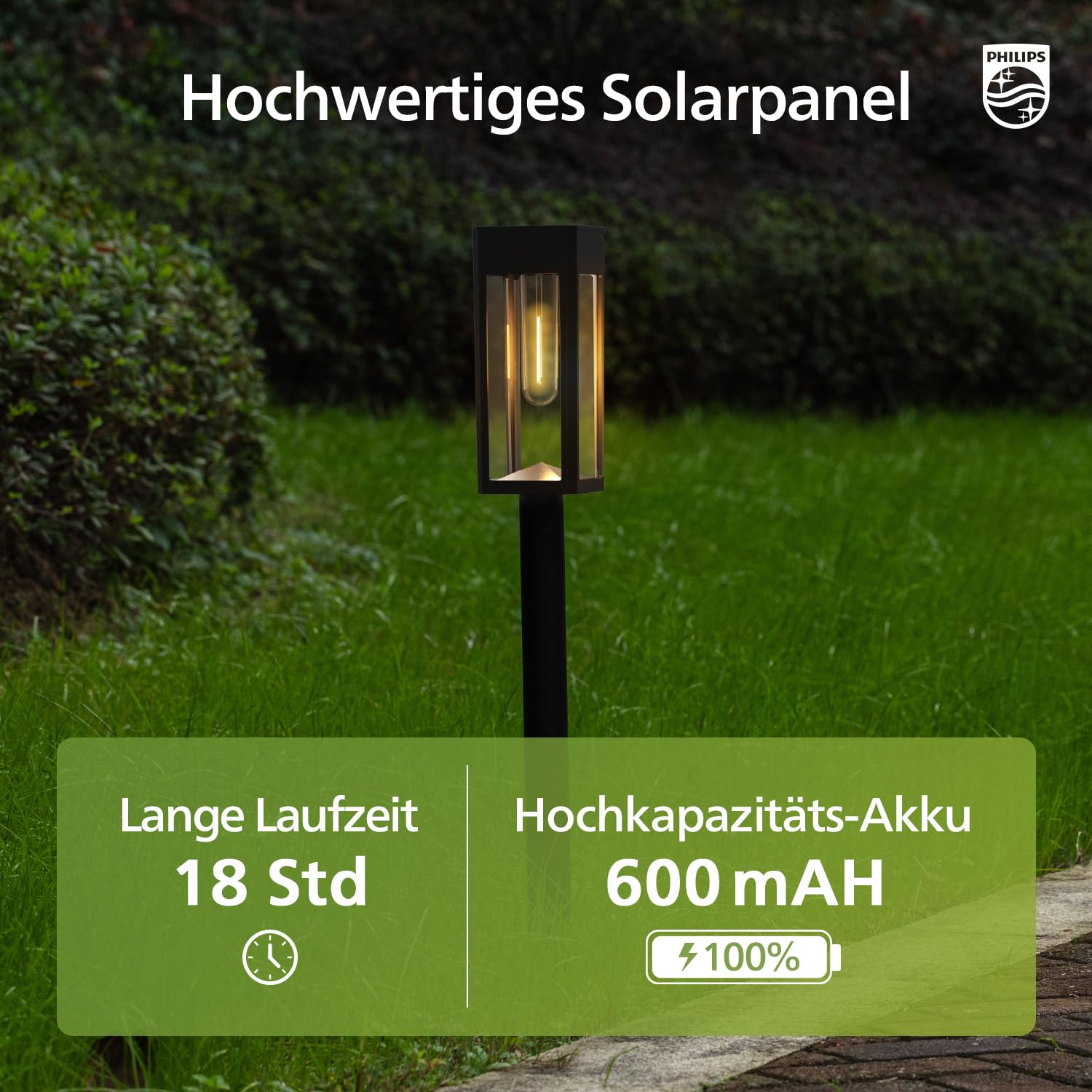Philips 8 Stück Solarlampen für Außen Garten, 3000K Warmweiß Solar Gartenleuchten, Wasserdicht Außenbeleuchtung Wegeleuchte Deko für Hof, Weg, Terrasse, Rasen
