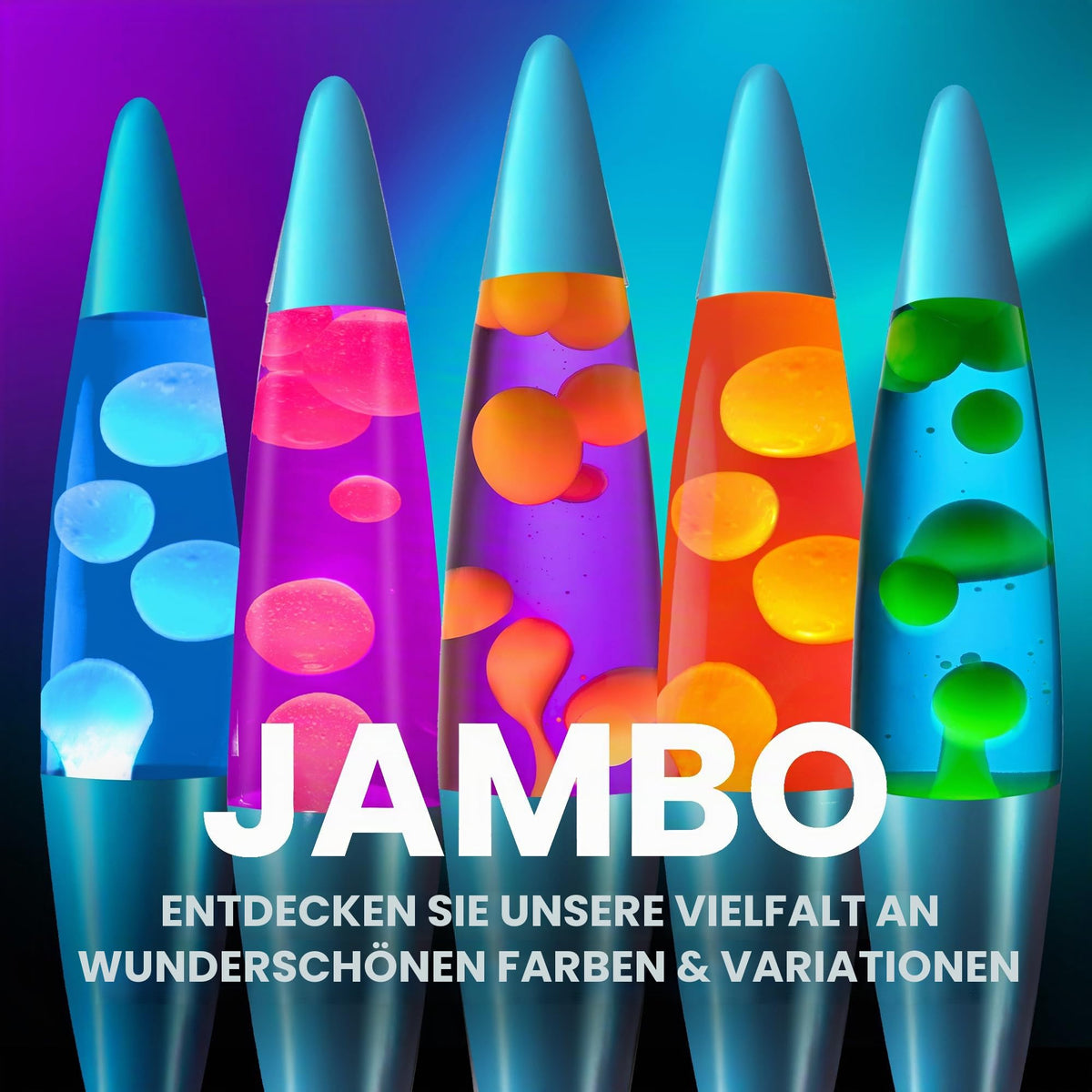 Jambo 40,6 cm schöne flüssige Bewegungslampe mit Wachs, das wie Lava fließt, unterhaltsam für Erwachsene, Jugendliche und Kinder (blaue Basis, blaue Flüssigkeit, gelbes Wachs, 40,6 cm