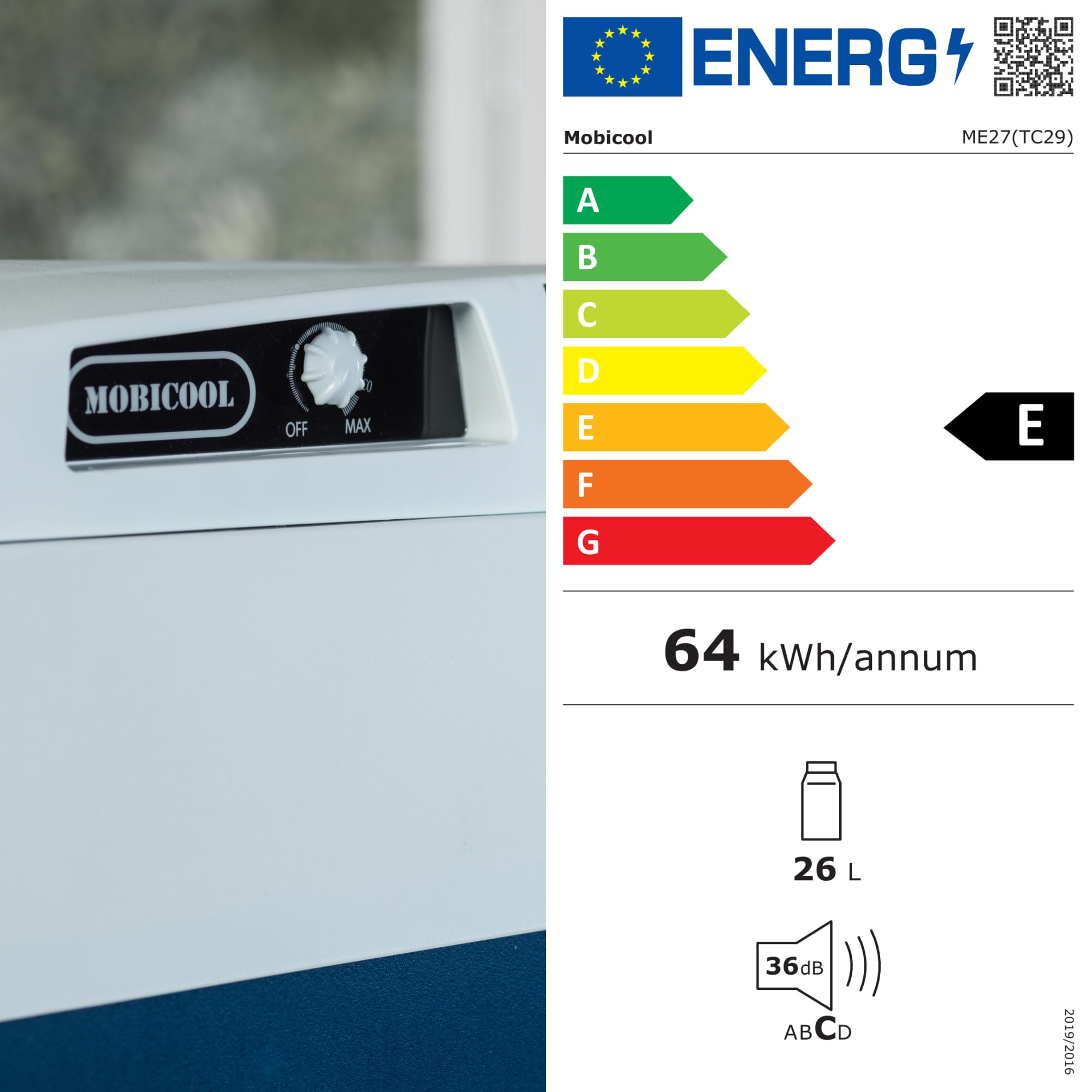 Elektrische Kühlbox, 12V und 230V, 26L, blau - Mini-Kühlschrank für Auto, Camping, Urlaub, Boot, Festivals - leicht, tragbar, mit praktischem Kabelfach und Eco/Max Modus