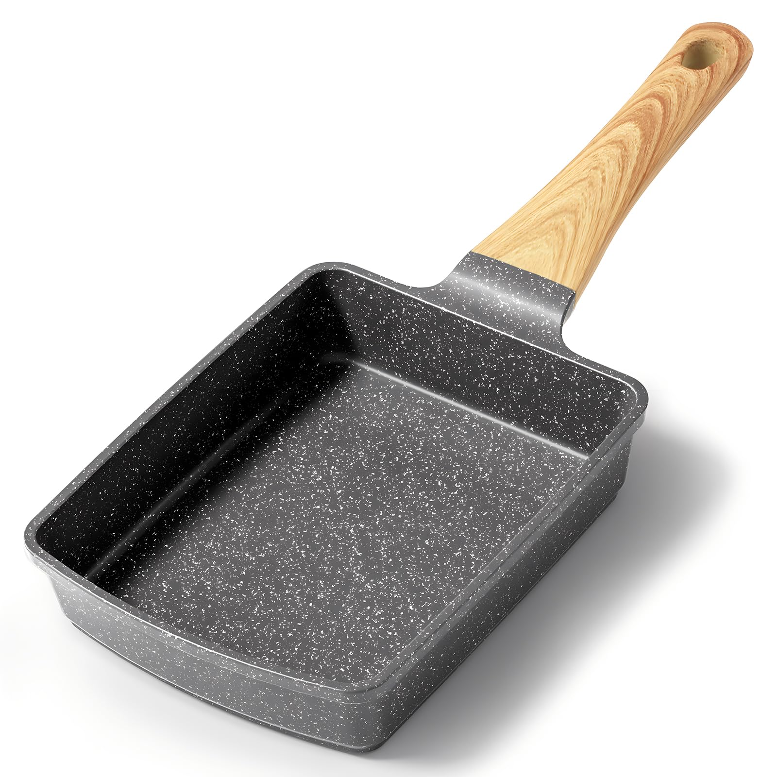 Spiegeleipfanne, 3-Loch Omlettenpfanne, Granit-Antihaftbeschichtung, PFOS/PFOA-Frei Eierpfanne für Gebratenes Frühstück/Eier/Wurst/Speck, Weiß