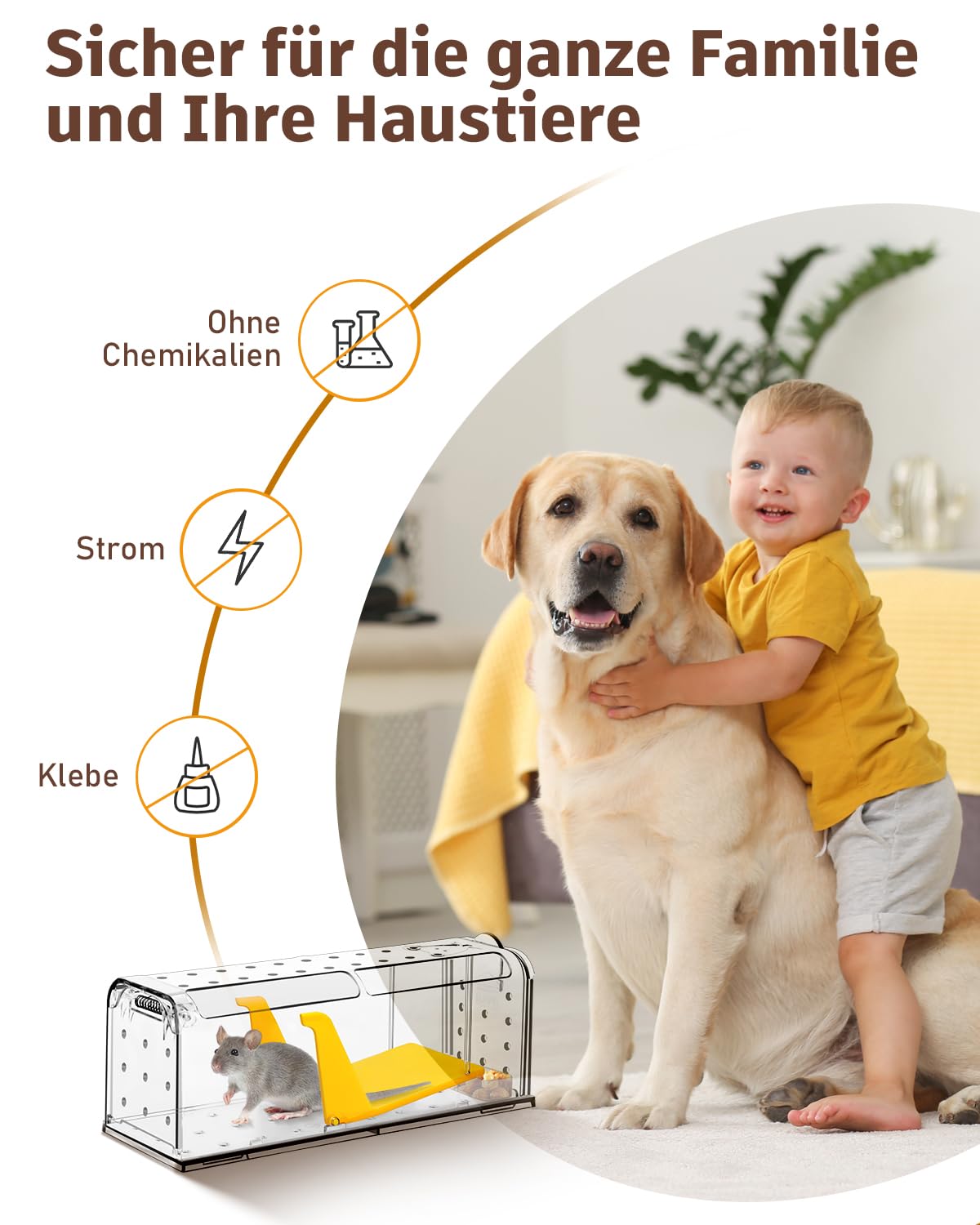 Mausefalle Lebend , Lebendfalle Maus, Wiederverwendbar, Tierfreundliche, Hochsensitive Quick Release, Kontakt mit Mäusen vermeiden - Gartenzubehör