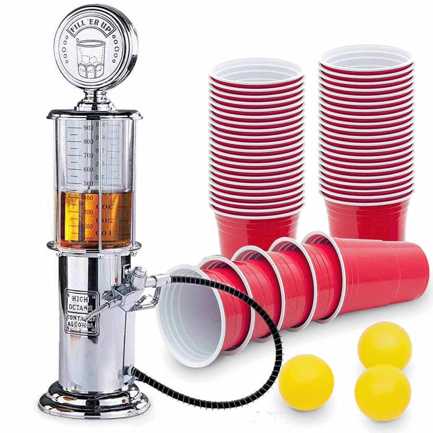 Retro Getränkespender im verchromten Nostalgie Design | Bar-Butler Zapfsäule mit Zapf-Schlauch für Party Getränke Dispenser Biertower Bierspender Zapfanlage Biersäule Schanksäule | Party Gadgets