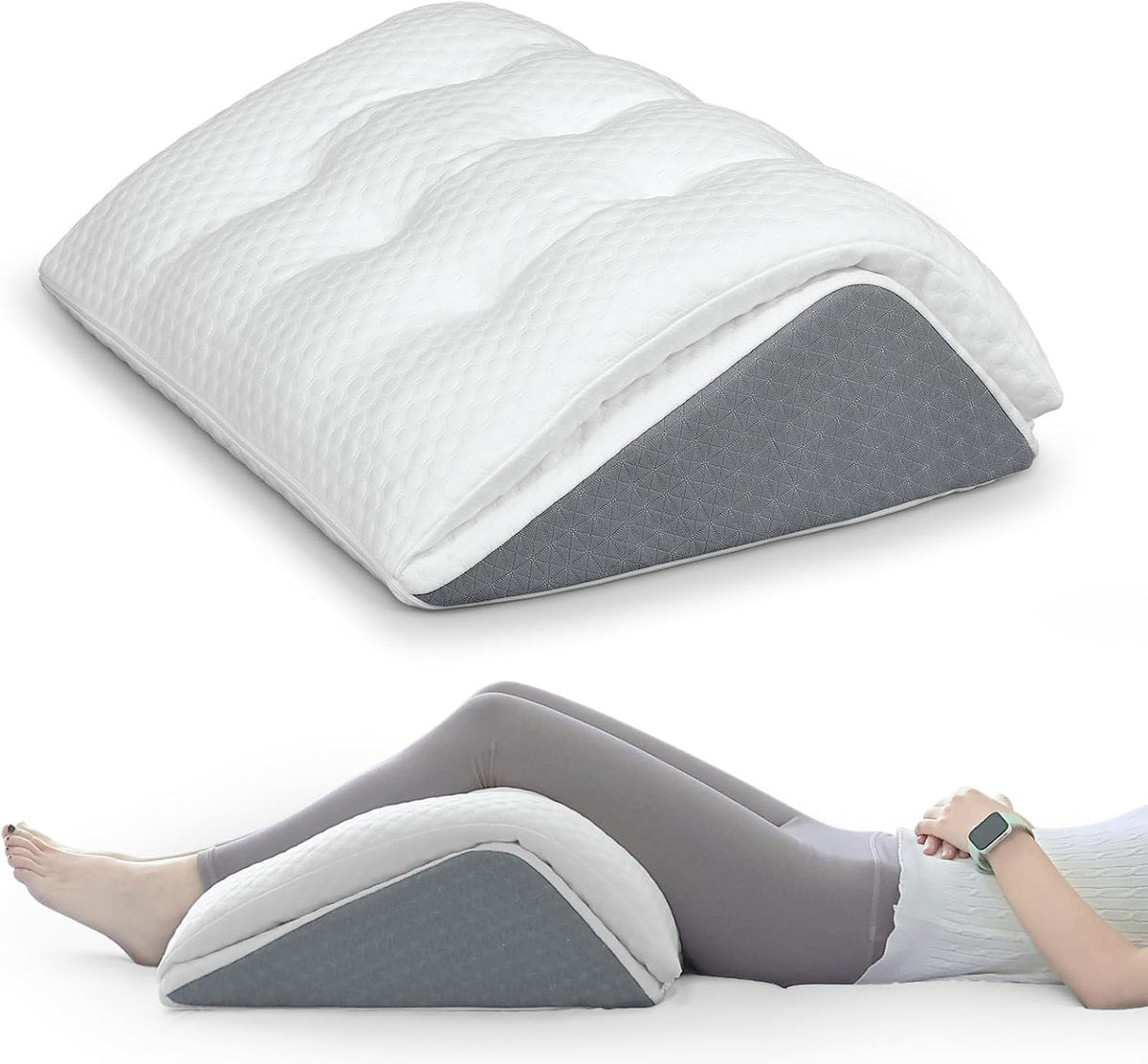 Memory Schaum Venenkissen, Umwandelbares Kniekissen zum Rückenschlafen, Dual-Layer Design Beinkissen für Beine nach der Operation, Kniestütze, Beinerhöhung