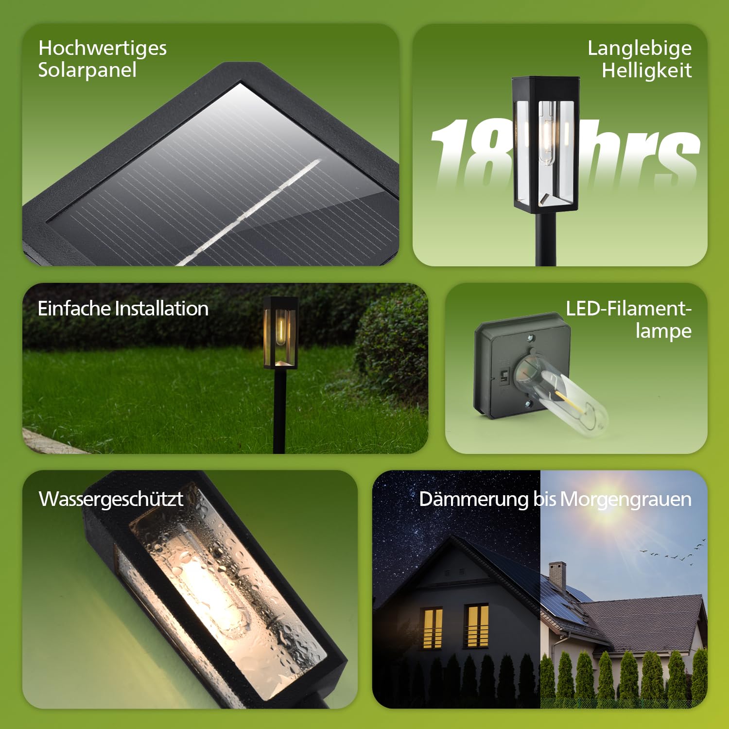 Philips 8 Stück Solarlampen für Außen Garten, 3000K Warmweiß Solar Gartenleuchten, Wasserdicht Außenbeleuchtung Wegeleuchte Deko für Hof, Weg, Terrasse, Rasen