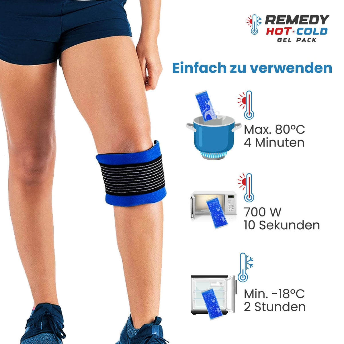 Kühlpads Epione 3XL Gelkissen kalt/warm – mit elastischem Gurt und Stoffhülle – wiederverwendbar zur Schmerzlinderung bei Muskel‑ und Gelenkschmerzen, Verletzungen und Physiotherapie