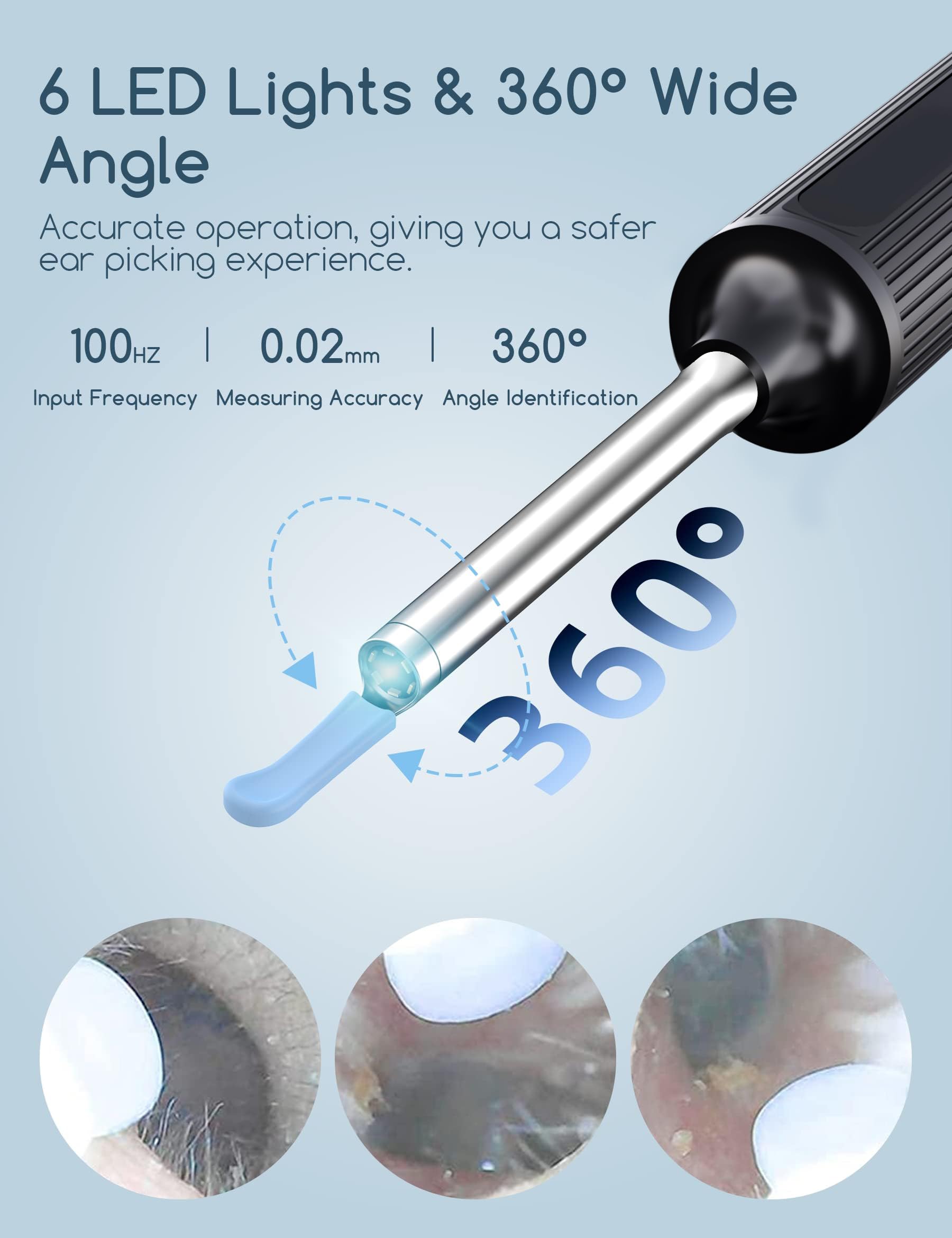 Ohrenschmalz-Entfernungs-Otoskop, WiFi Ohrreiniger, 1080P Ultra Thin HD Wireless wasserdichter Ohrspiegel mit 3,5 mm Objektiv und 6 LEDs für iPhone, iPad und Android Smartphones