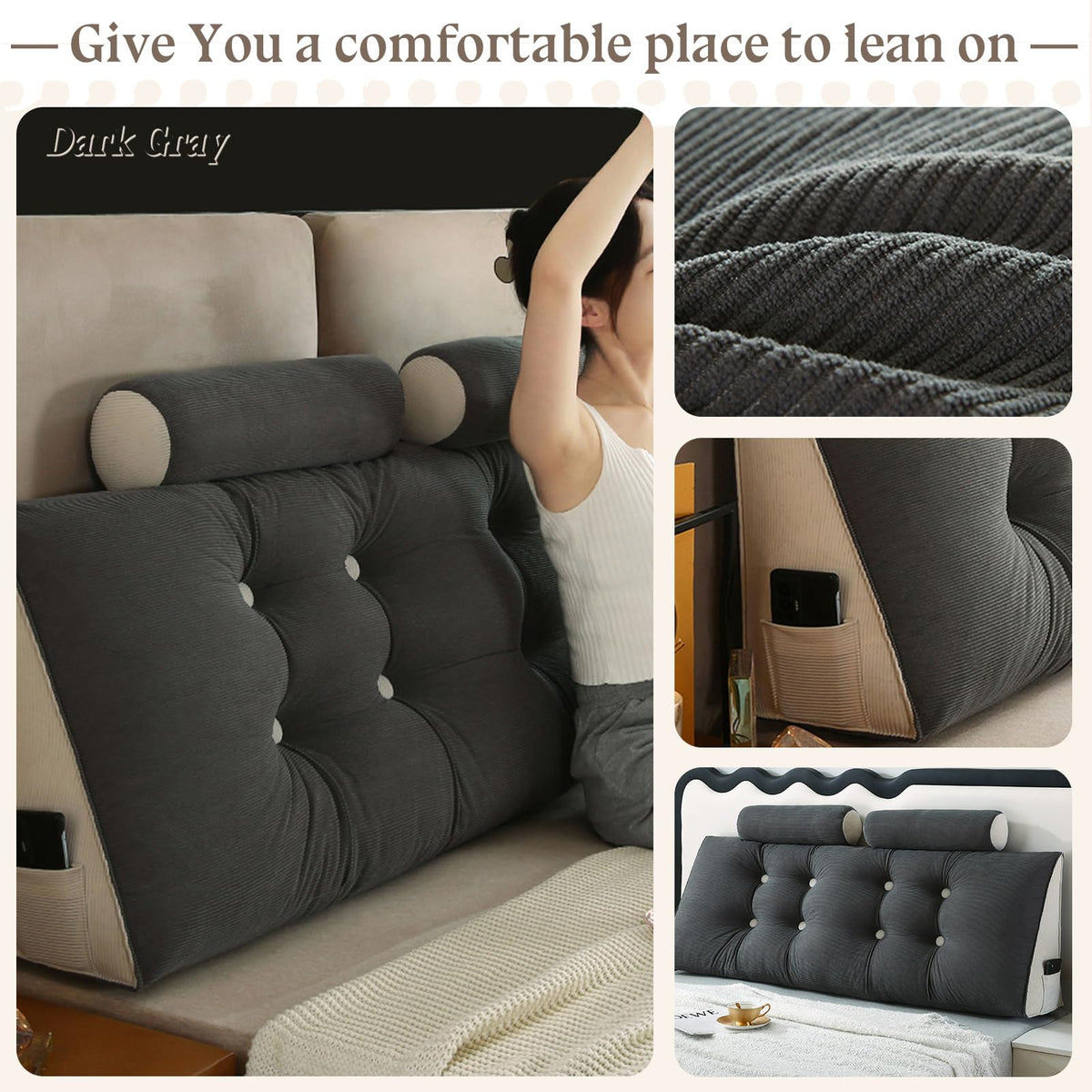 Rückenstützkissen mit Nackenkissen für Bett Bequemes Lendenkissen