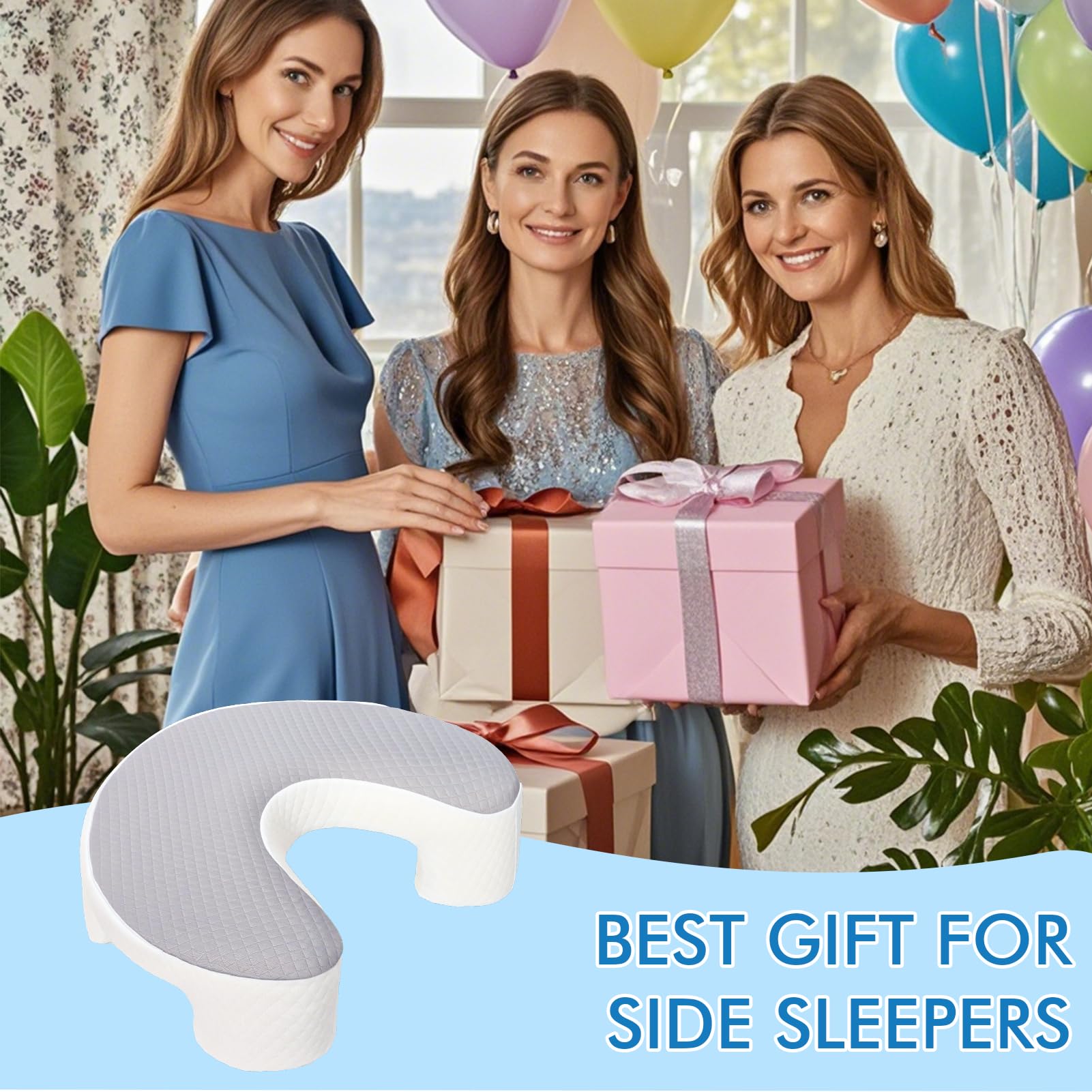 Seitenschläferkissen mit Armloch & Seidigem Kühlbezug, Ergonomisches Memory Foam Nackenkissen für Druckentlastung, Orthopädisches Kopfkissen mit Eisseide-Gewebe für Schulter & Arm