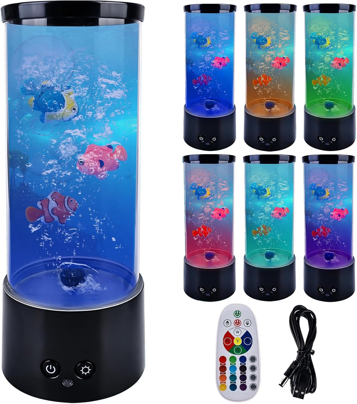 Lavalampe, Aquarium Lampe, Blasenlichtlampe mit Fisch Aquarium Nachtlicht, Lavalampe LED mit Fernbedienung, 16 Farben und 4 Modi, RGB-Licht für Kinder Erwachsene Dekoration für Zuhause Büro