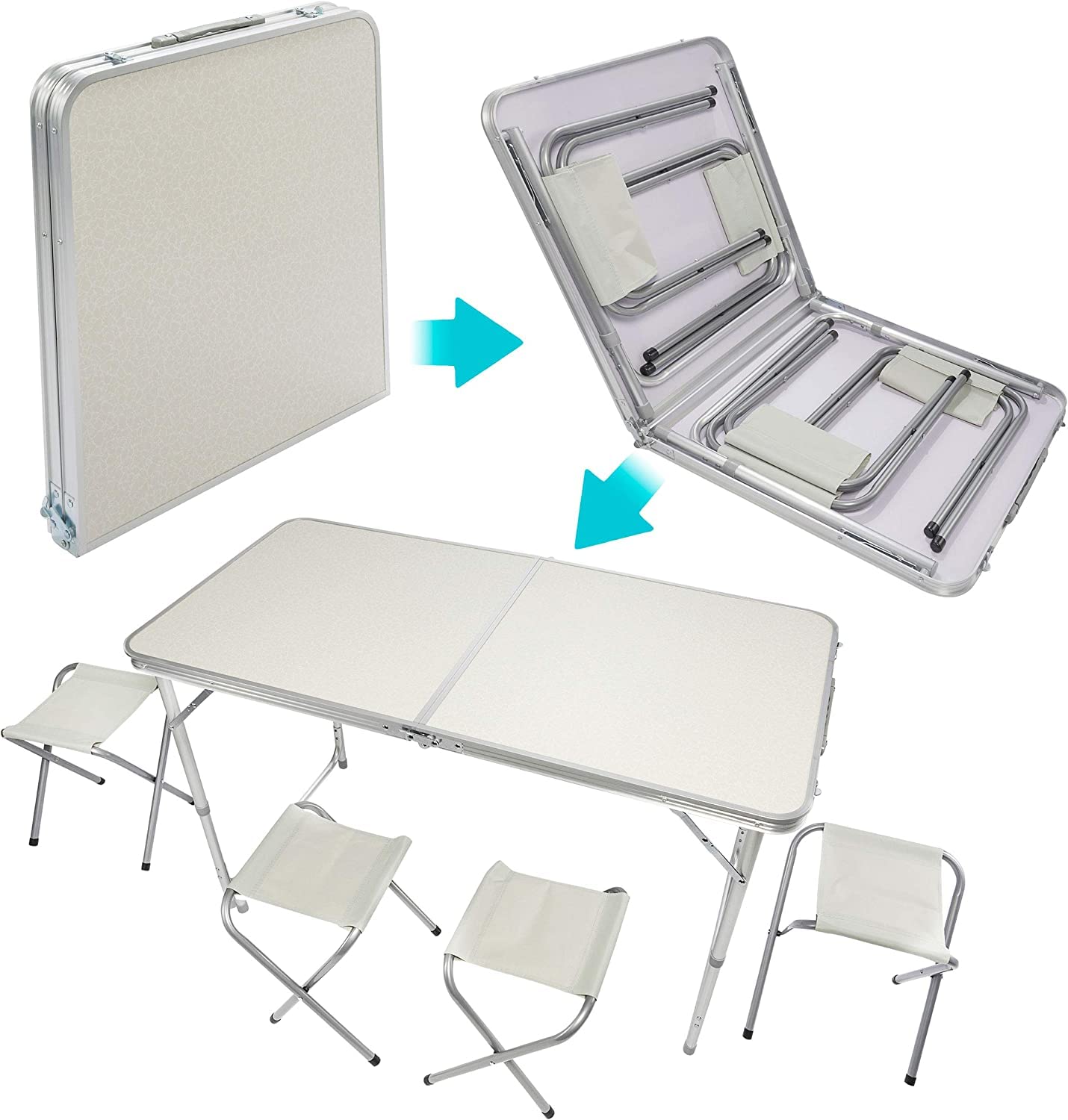 Multifunktionaler Klapptisch, für Camping, Märkte, Tapetentisch, für Feste im Garten, höhenverstellbar, schwarz