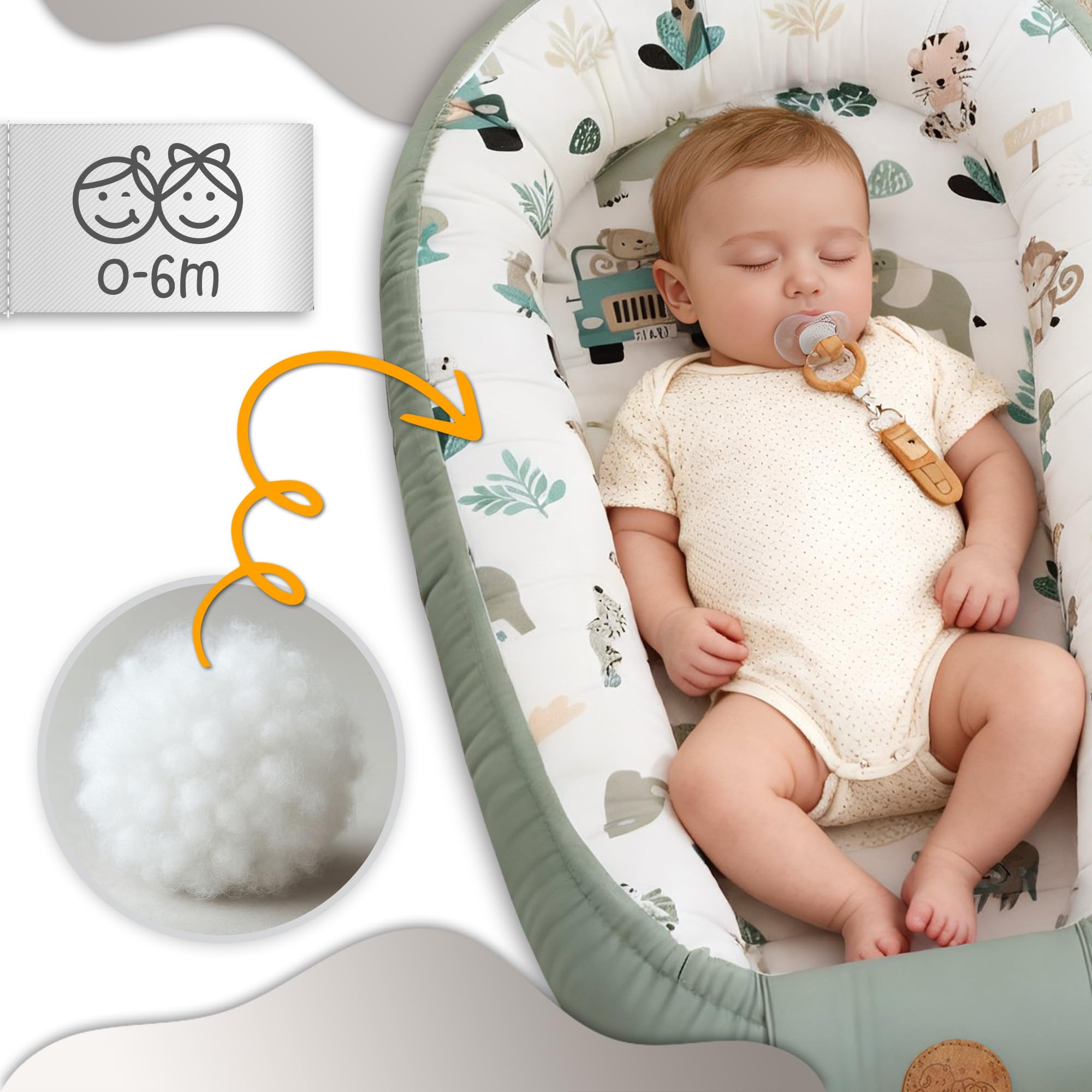 Babynest Babynestchen Neugeborene 90 x 50 cm baby nestchen tragbar nest fĂŒr bett kinder kuschelnest coccon fĂŒr Jungen und MĂ€dchen