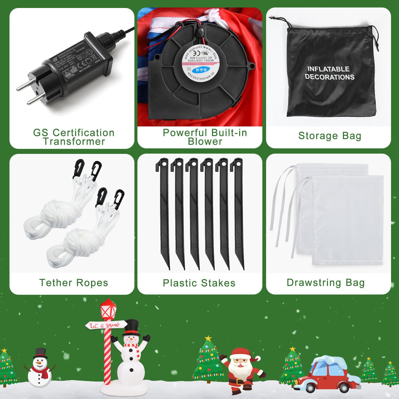 Aufblasbare Weihnachtsdeko, Riesiger Weihnachtsbaum Bogen mit 8 LED Leuchten, Wasserfest Beleuchtet Aufblasbar Weihnachtsdeko Aussen für Hof Garten Feiertag Weihnachtsdekoration