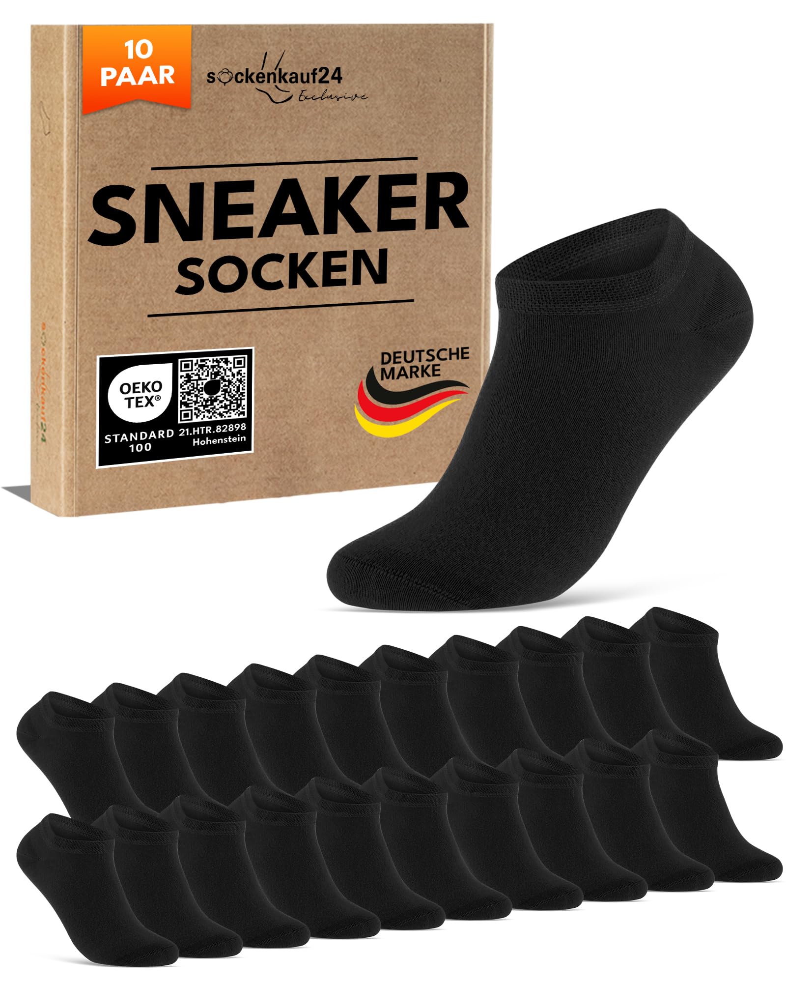 10 Paar Premium Trainer Socken für Männer und Frauen aus besegneter Baumwolle mit Comfort Bund ohne Drucknaht