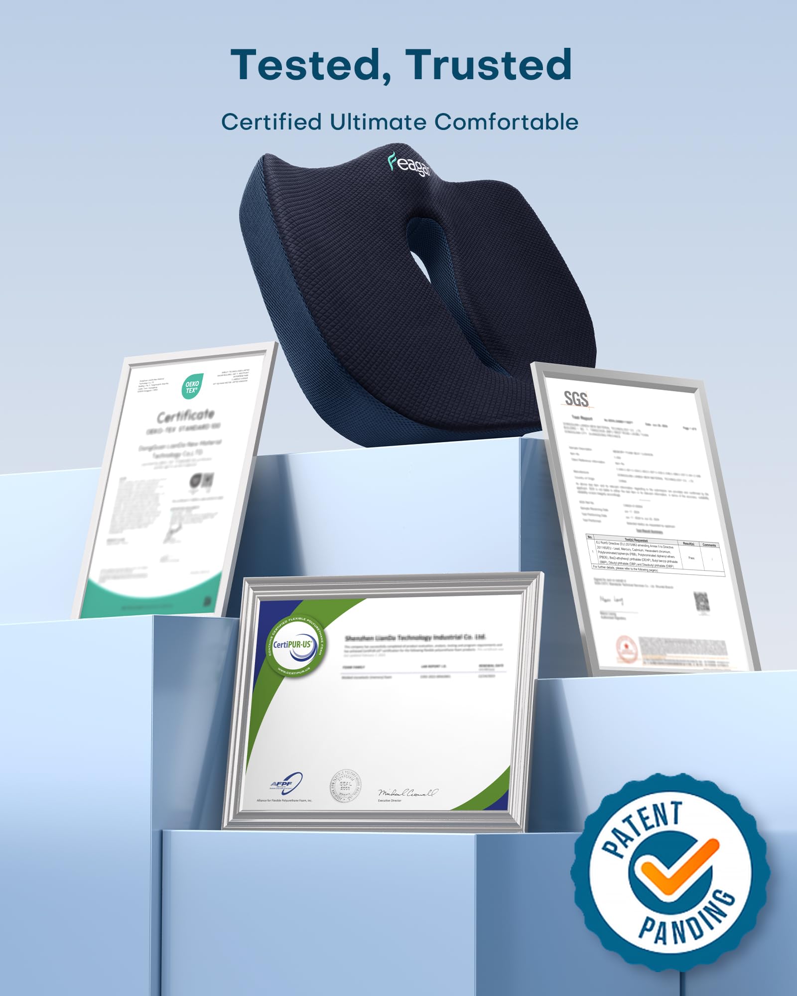 Sitzkissen, Orthopädisches Sitzkissen aus Memory Foam, Ergonomisches Sitzkissen für Bürostuhl /Autositz / Steissbeinkissen Stuhlkissen Sitzkissen Outdoor Zuhause, Schwarz