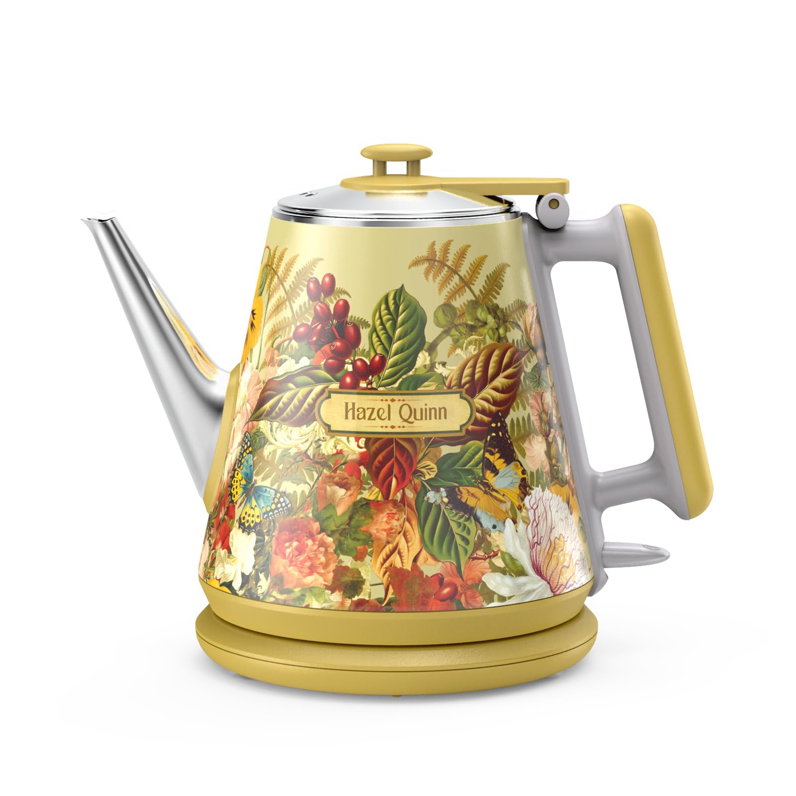 Elektrischer Wasserkocher, 1 Liter, Retro Design, Kleiner Teebereiter, Doppelwand, 304 Edelstahl, 1360W Schnelles Kochen, BPA-frei, automatische Abschaltung