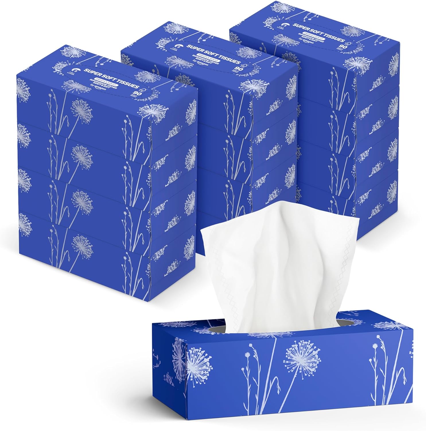 3-lagige Kosmetiktücher, 1080 Blatt, 12 Packungen à 90 Blatt