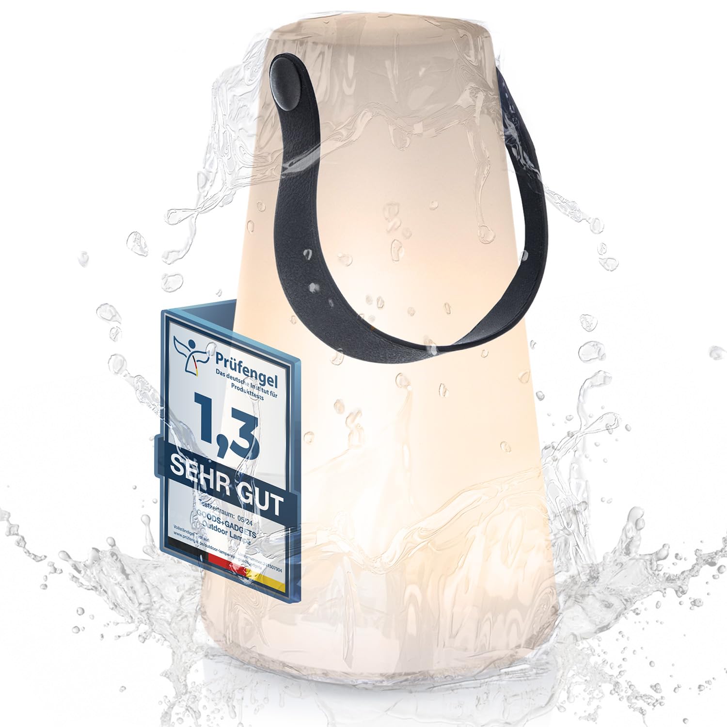 LED Tischlampe im Freien Wireless mit 1200 mAh Batterie Light USB Wiederaufladbare Wasserdichte Tischlampe im Freien mit Hängehalterung (LED-Lampe mit Aufhängen)