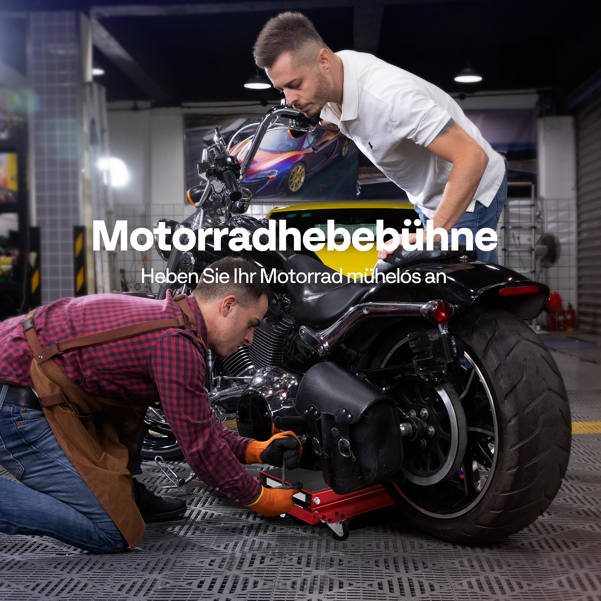 Motorrad Lift 500 kg Stahl-Schereheber mit breitem Deck und Kurbel für Motorräder Off-Road-Fahrzeuge Schmutzfahrräder