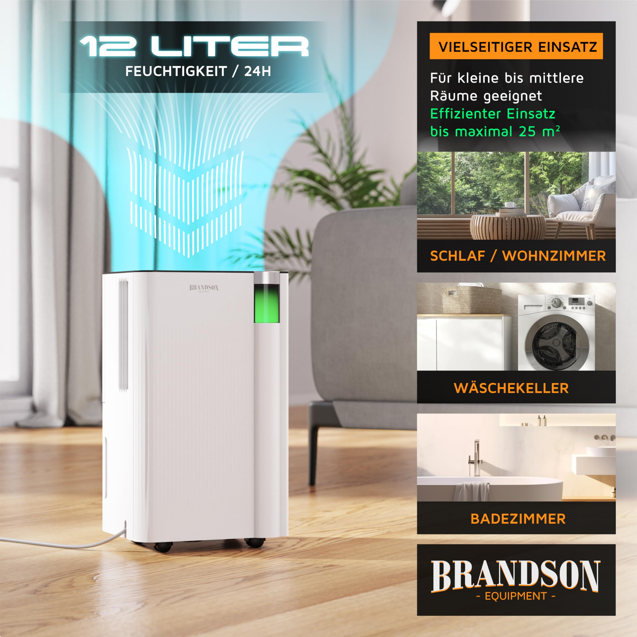 WLAN Luftentfeuchter mit Kompressor elektrisch - 10 Liter - WiFi Dehumidifier Raumentfeuchter – mit App - Schlauch-Entwässerung