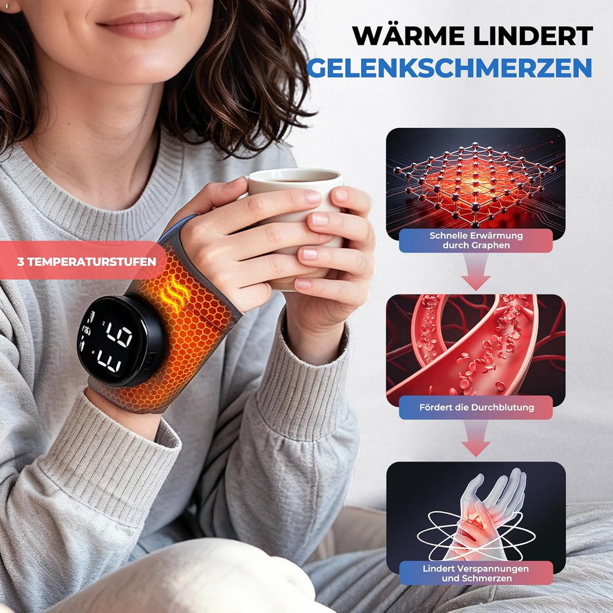 Elektrische Handgelenk Bandagen mit Wärme & Massage, M