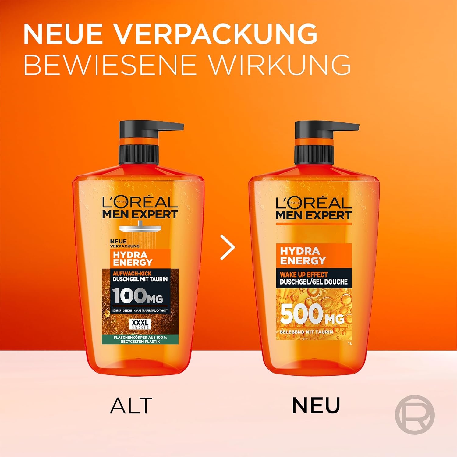 L'Oréal Men Expert 1L Duschgel und Shampoo für Männer, 3-in-1 Duschbad zur Reinigung von Körper, Haar und Gesicht, Herren Körperpflege für langanhaltende Frische mit Taurin, Hydra Energy, 1x1000 ml