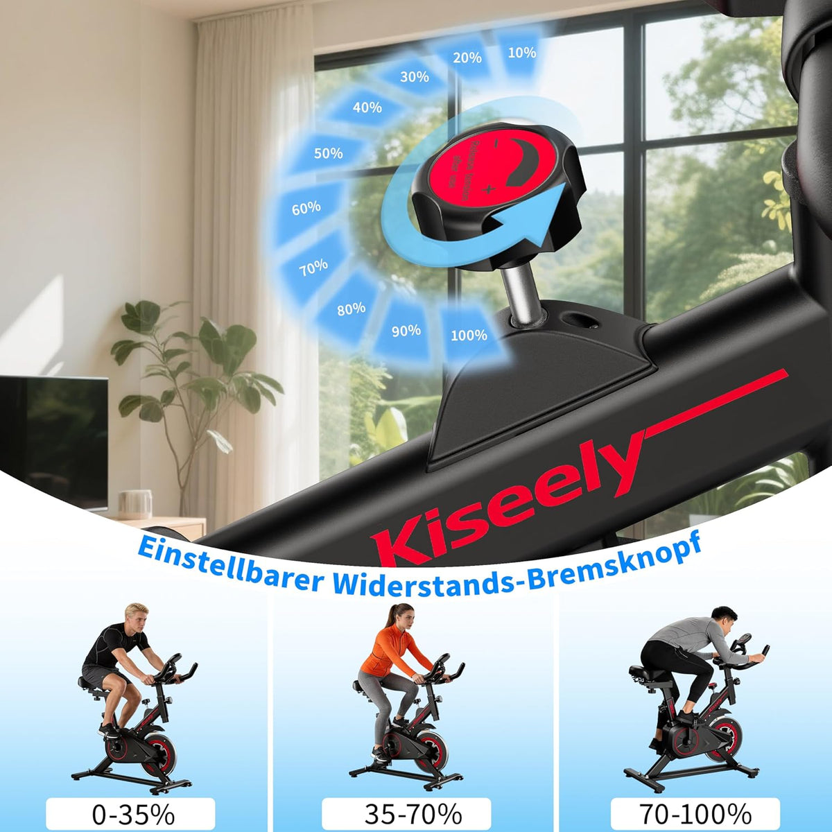 Heimtrainer Fahrrad, Leises Fitnessbike mit einstellbarem Magnetwiderstand, Indoor Cycling Bike mit LCD-Display, Ergonomischer Komfortsattel für Home Gym Indoor Cycling