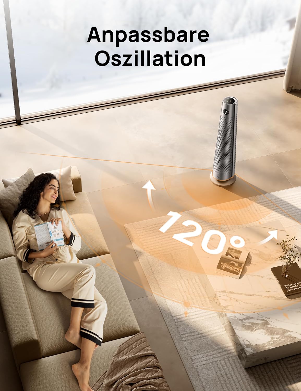 Heizlüfter Energiesparend, 2000W Elektrische Heizung mit Fernbedienung, 25 dB Leise,120° Oszillation, Thermostat, 5 Heizstufen & 3 Lüfterstufen, 7-facher Schutz, 12H Timer, PTC Keramik Heizlüfter
