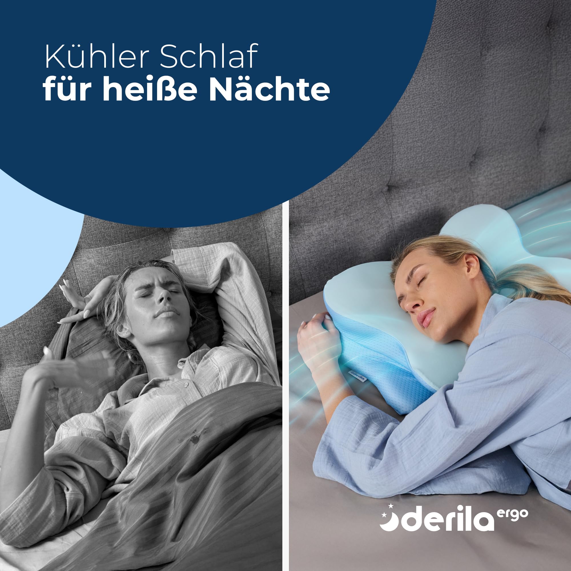 Ergo Halskissen, Memory Schaumkissen, Halsstütze Kissen, Ergonomisches Kissen, Kissen für Seiten, Rücken- und Bauchschläfer