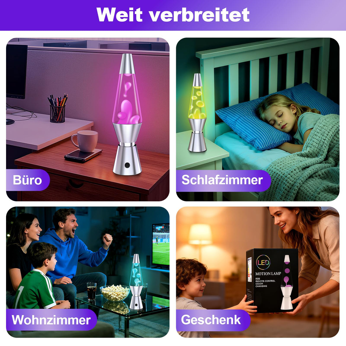 Lavalampe Große mit 17 Farbwechsel und Fernbedienung 40 cm