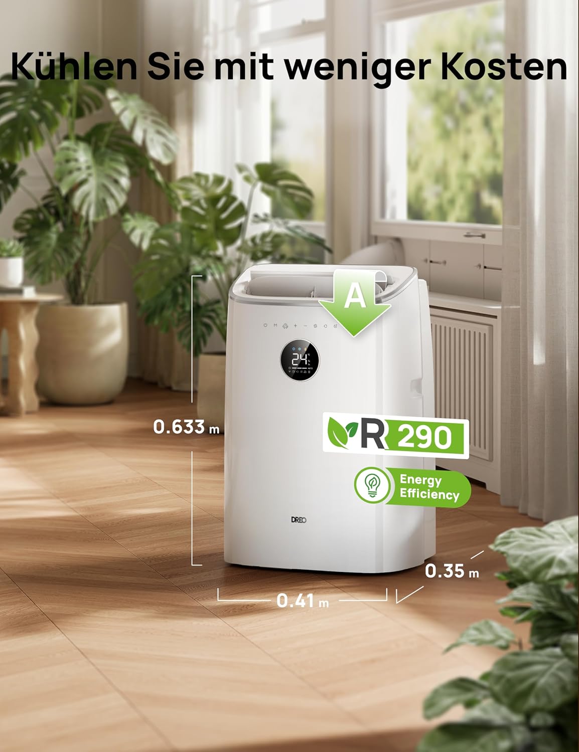 Klimaanlage Mobil, 7.500 BTU Mobiles Klimagerät für Schlafzimmer & Büro, 3-in-1 Kühlen/Ventilieren/Entfeuchten, App- / Sprachsteuerung - Fernbedienung, drainagefrei, Fenster-Set, 2,5 L/h
