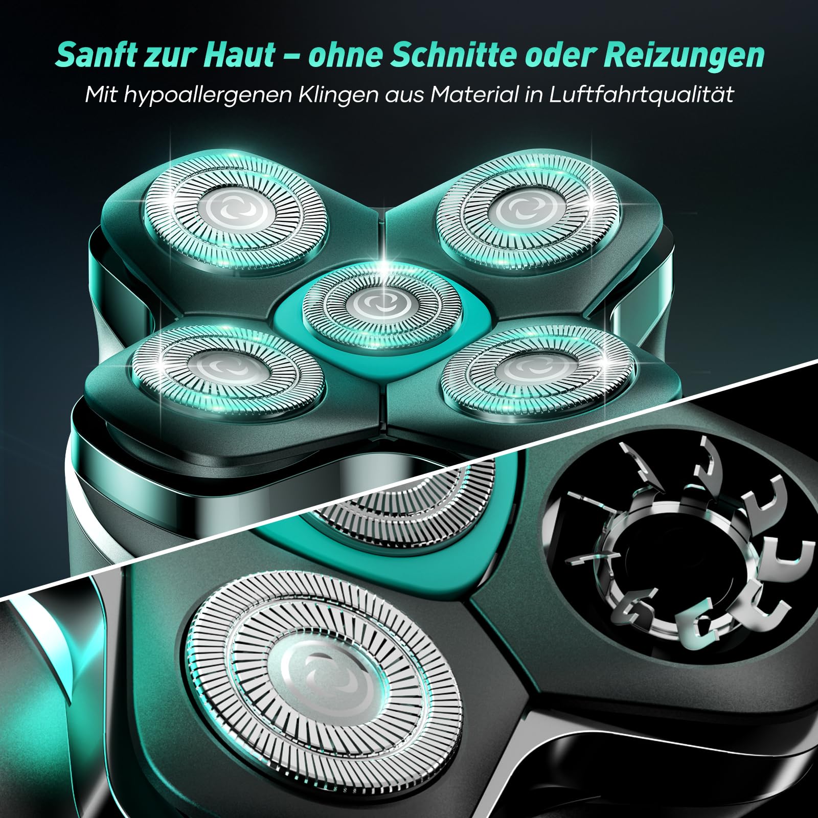 Glatzen Rasierer Herren, kensen Kopfrasierer Glatze Wasserdicht Head Shaver 5D Beweglicher Kopf Rasierer Herren Magnetischer Glatzenschneider Trocken-Und Nassrasur Bald Shaver Typ-C-Anschluss