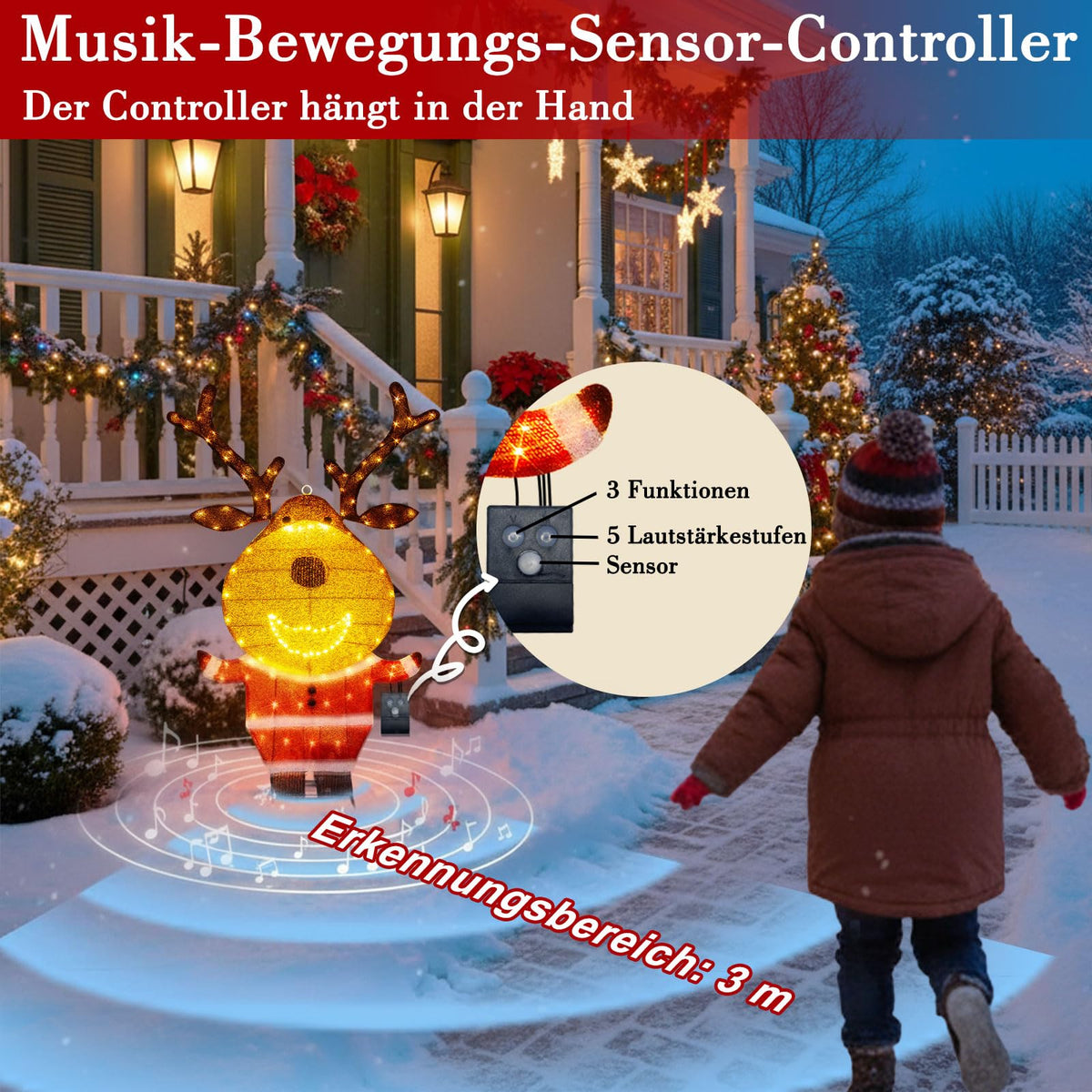 LED Rentier Metall Gold Weiß Eisen Rahmen Beleuchtet Weihnachtshirsch warm weiß Weihnachten Deko für Innen Aussen