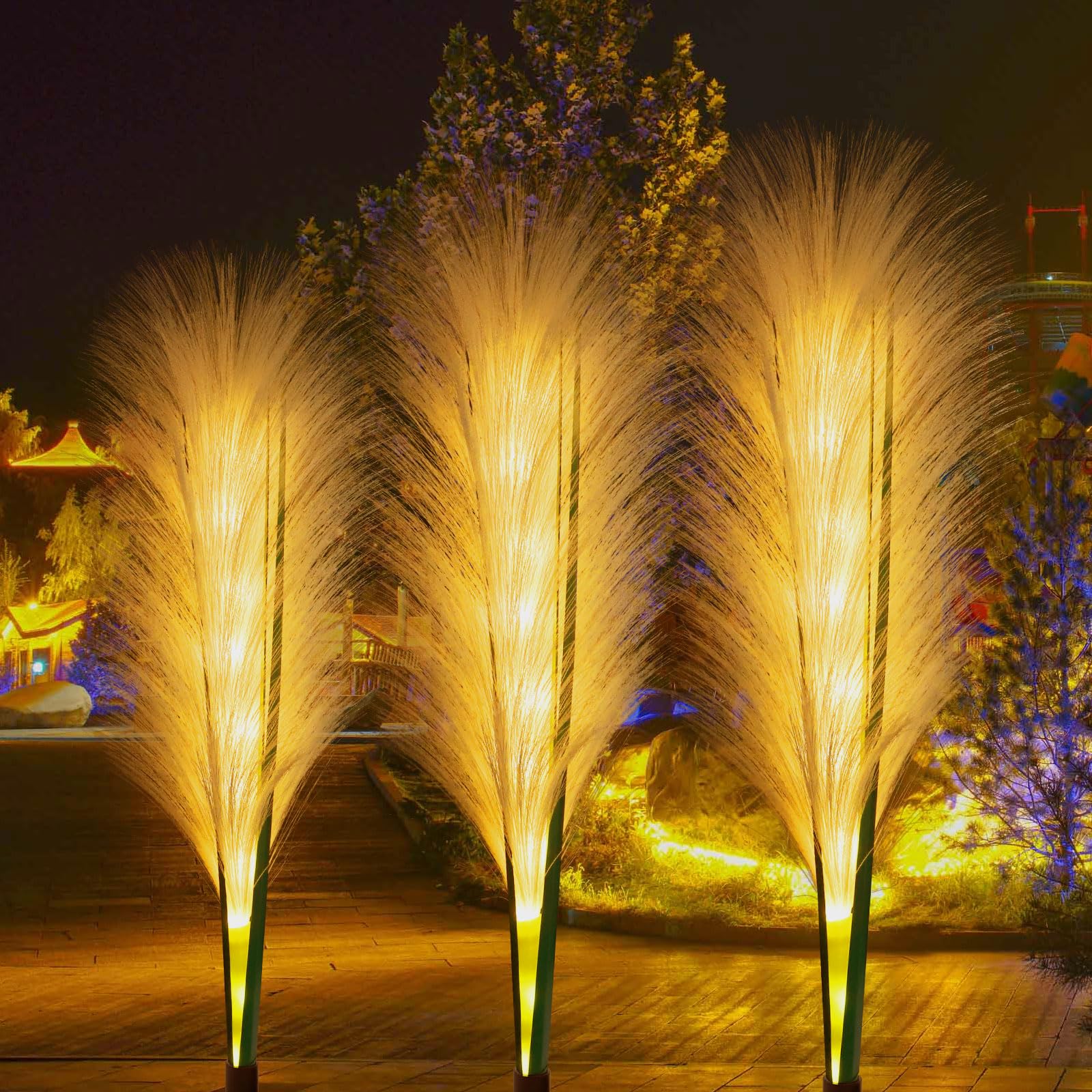 Solarleuchten Garten Schilf, Solarlampen für Außen, Wasserdichte Gartendeko für Draußen, Solar Deko für Rasen Gehweg Balkon Terrassen Landschaft Wegbeleuchtung