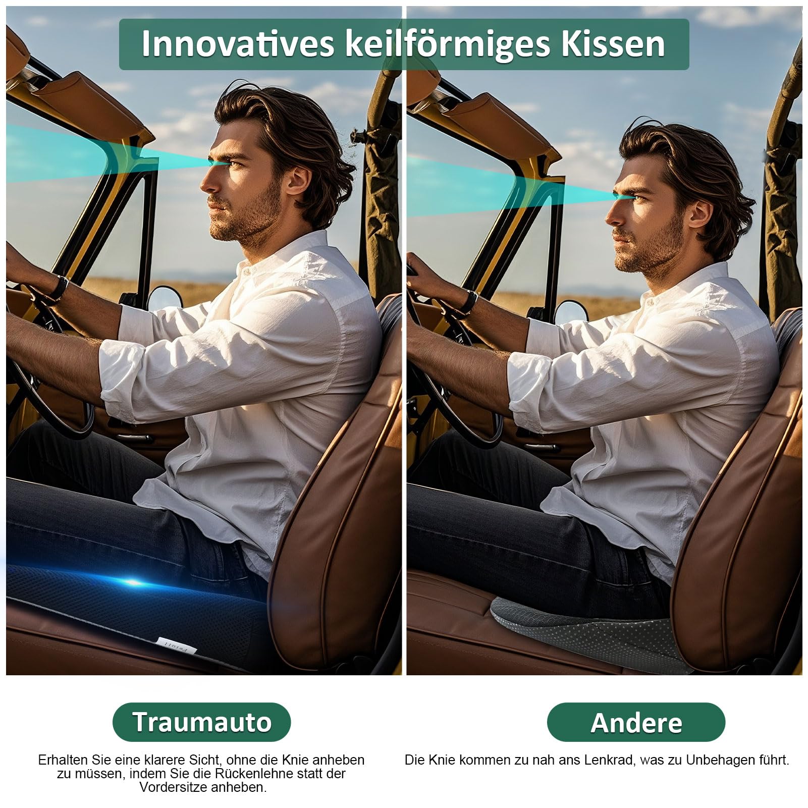 Sitz-Kissen, Hochwertiges Memory Foam sitzkissen Sitzkissen Druckentlastung Ergonomisches sitzkissen für Auto Sofa Büro