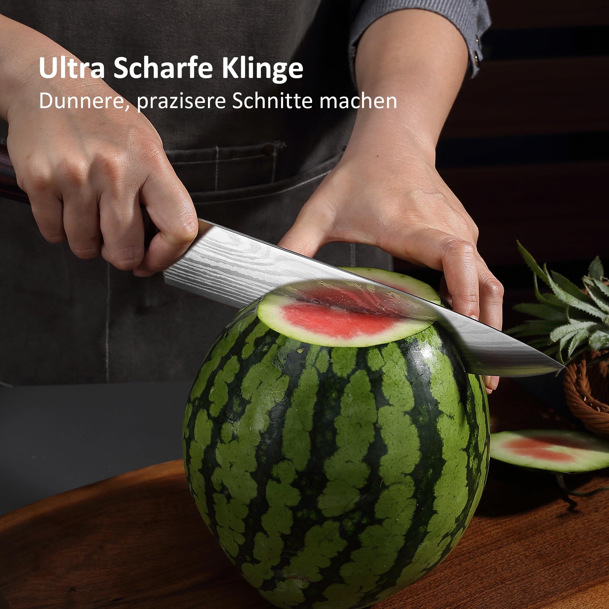 Küchenmesser-Set, 5-teiliges Küchenmesser-Set aus hochwertigem Kohlenstoff-Edelstahl, Ultra Sharp Messer-Set mit Kochmesser, Hackmesser, Nutzmesser