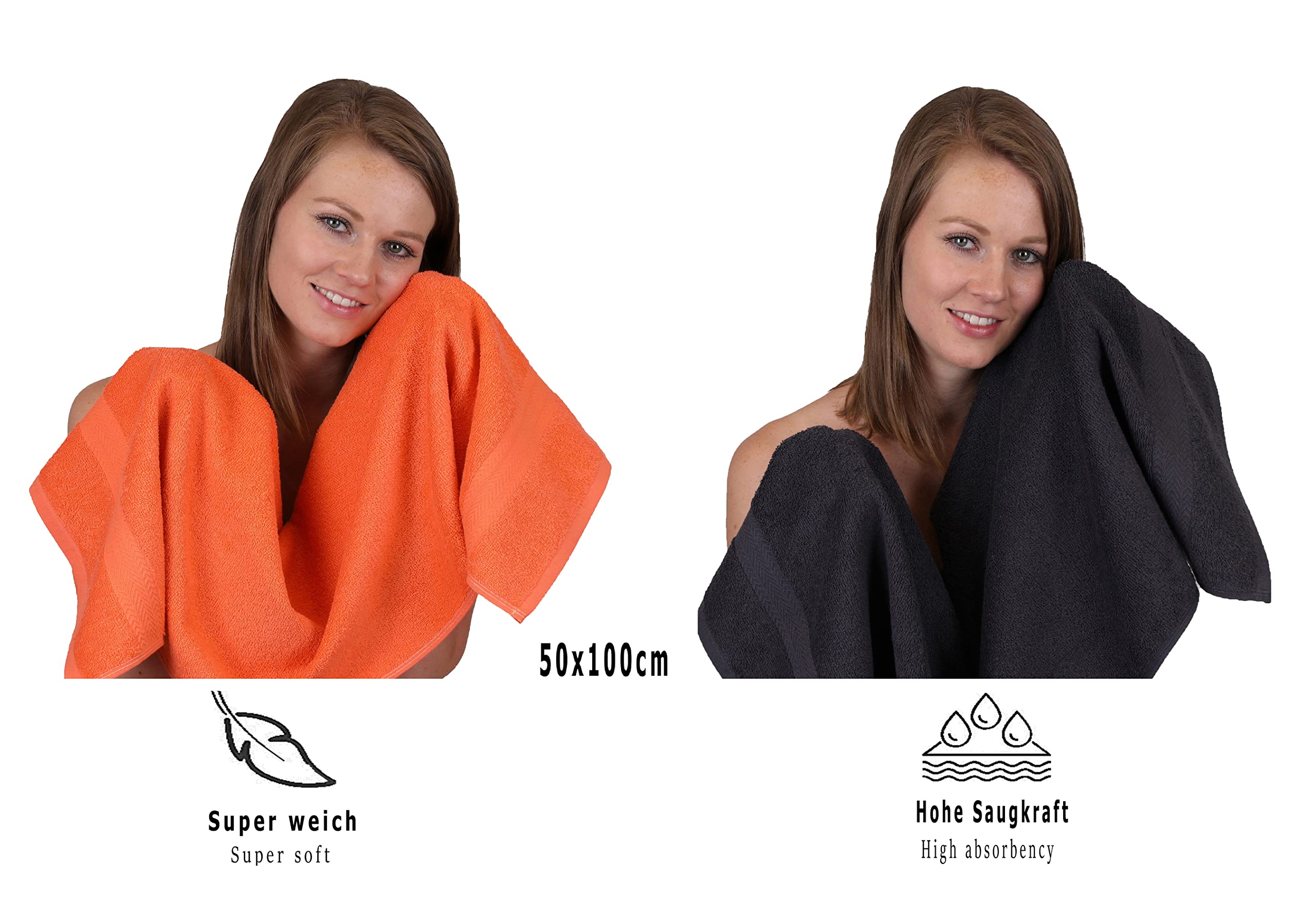 12-teilige Handtuch Set Premium Handtuch Set 100% Baumwolle 2 Badetücher 4 Handtücher 2 Gästehandtücher 2 Flanell