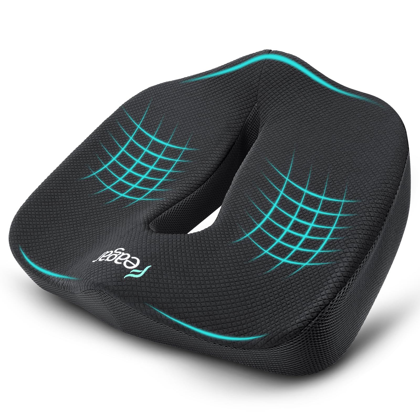 Sitzkissen, Orthopädisches Sitzkissen aus Memory Foam, Ergonomisches Sitzkissen für Bürostuhl /Autositz / Steissbeinkissen Stuhlkissen Sitzkissen Outdoor Zuhause, Schwarz