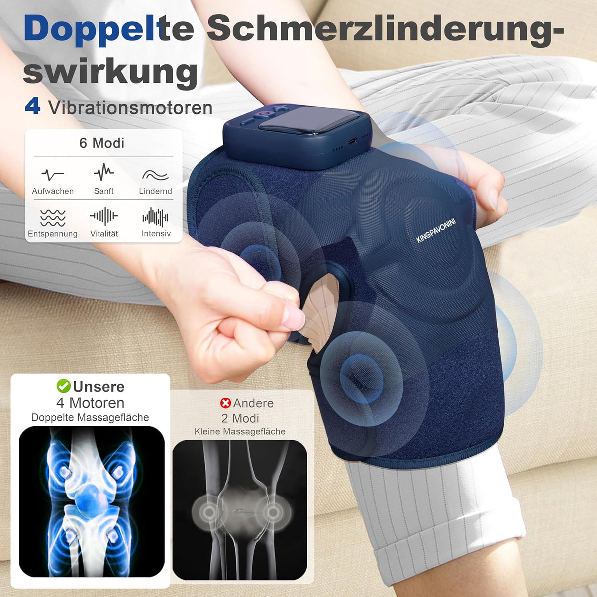 Knie Massagegerät mit Wärme, Knieschmerzen, Blau 1.0