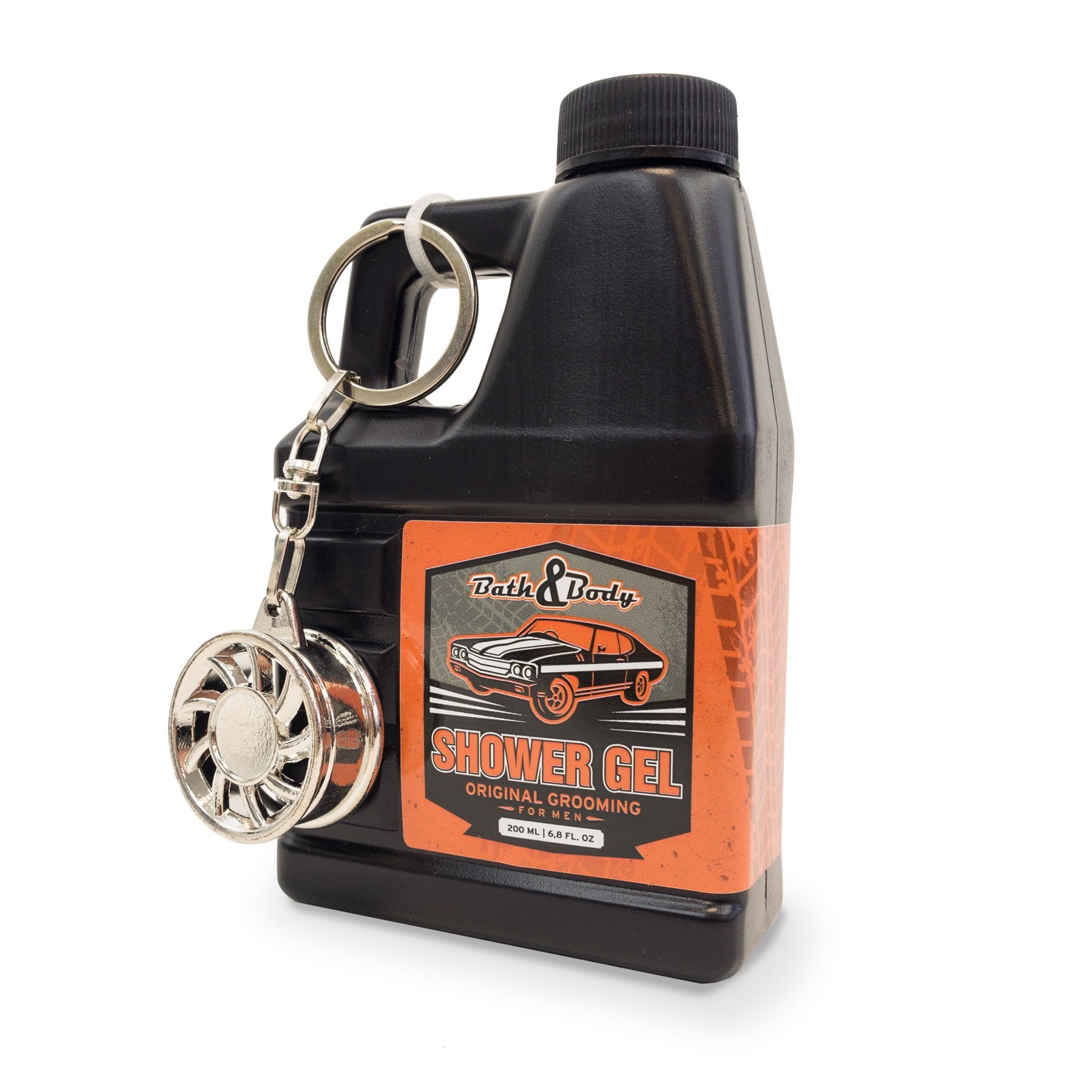 Duschgel BATH & BODY SERVICES für Herren, 200 ml Duschgel im Ölkanister Design mit Schraubenschlüssel Schlüsselanhänger, Geschenkidee für Männer zum Valentinstag und Geburtstag