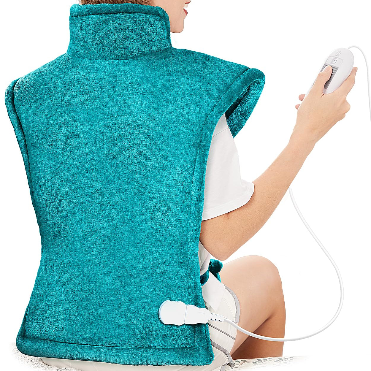 Heizkissen für Rücken, Schulter, Hals, 60 x 100 cm, Wärmekissen mit automatischer Abschaltung, Schnellerwärmung, mit Taillette, Rückenwärmer, elektrische Decke, 6 Wärmeeinstellungen, Auto-Off-Timer, Flanell