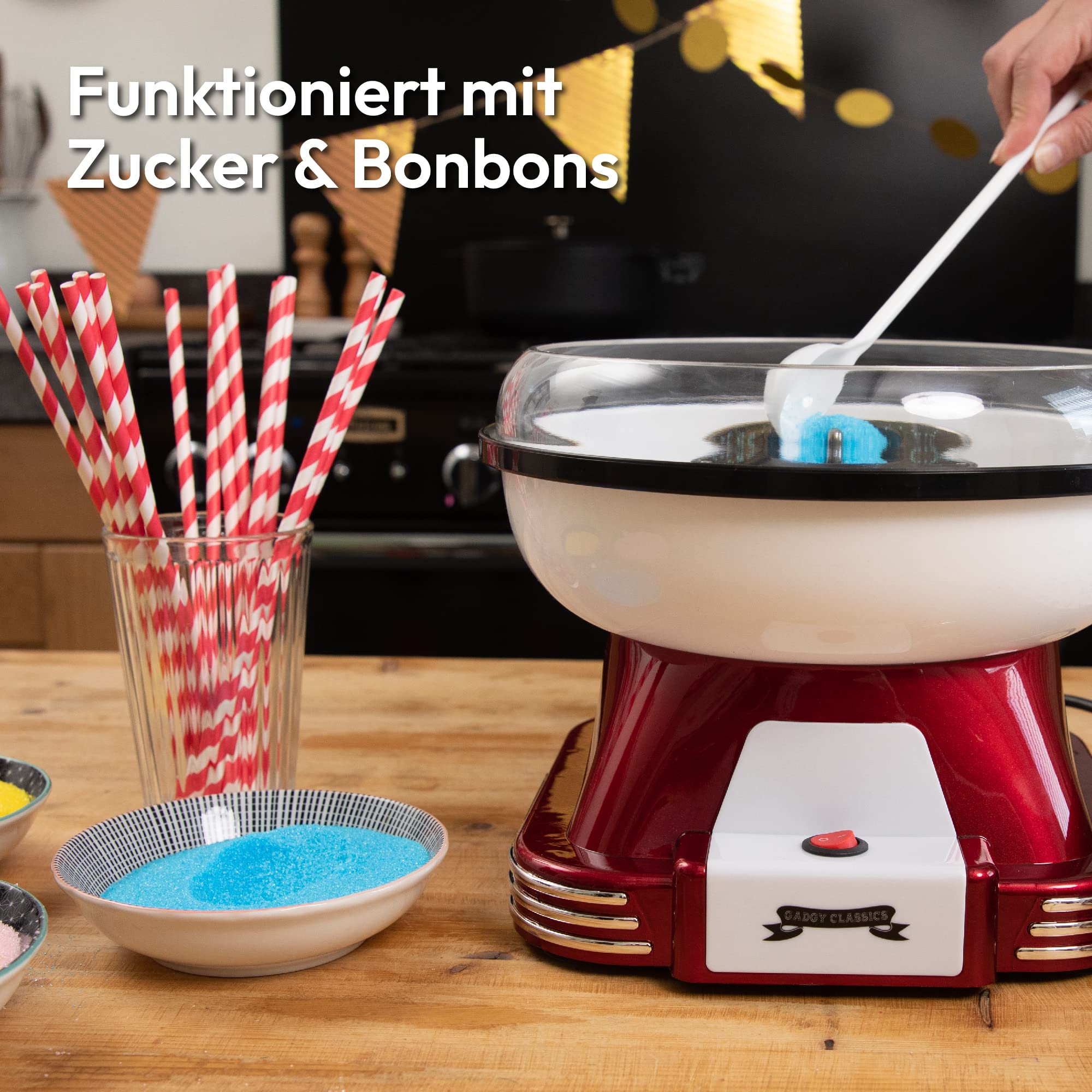 Zuckerwattemaschine für zuhause - Zuckerwatte Maschine für Zucker oder Bonbons - Cotton Candy Machine - Zuckerwatte für Kinderfest, Geburtstag und Party - Rosa