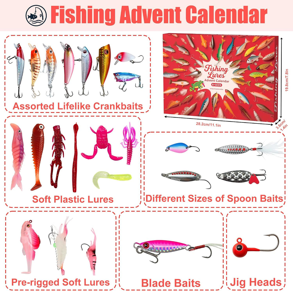 Angel Adventskalender 2026 Männer - 24 Köder,Geschenke für Angler