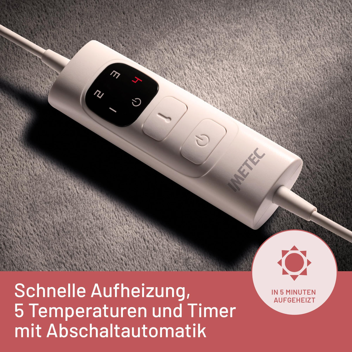 Heizkissen für Hals und Schultern, Wärmekissen 47 x 52 cm, antiallergischer Stoff, 5 Temperaturen, Electro-Block-Sicherheitssystem, schnelles Erhitzen, maschinenwaschbar