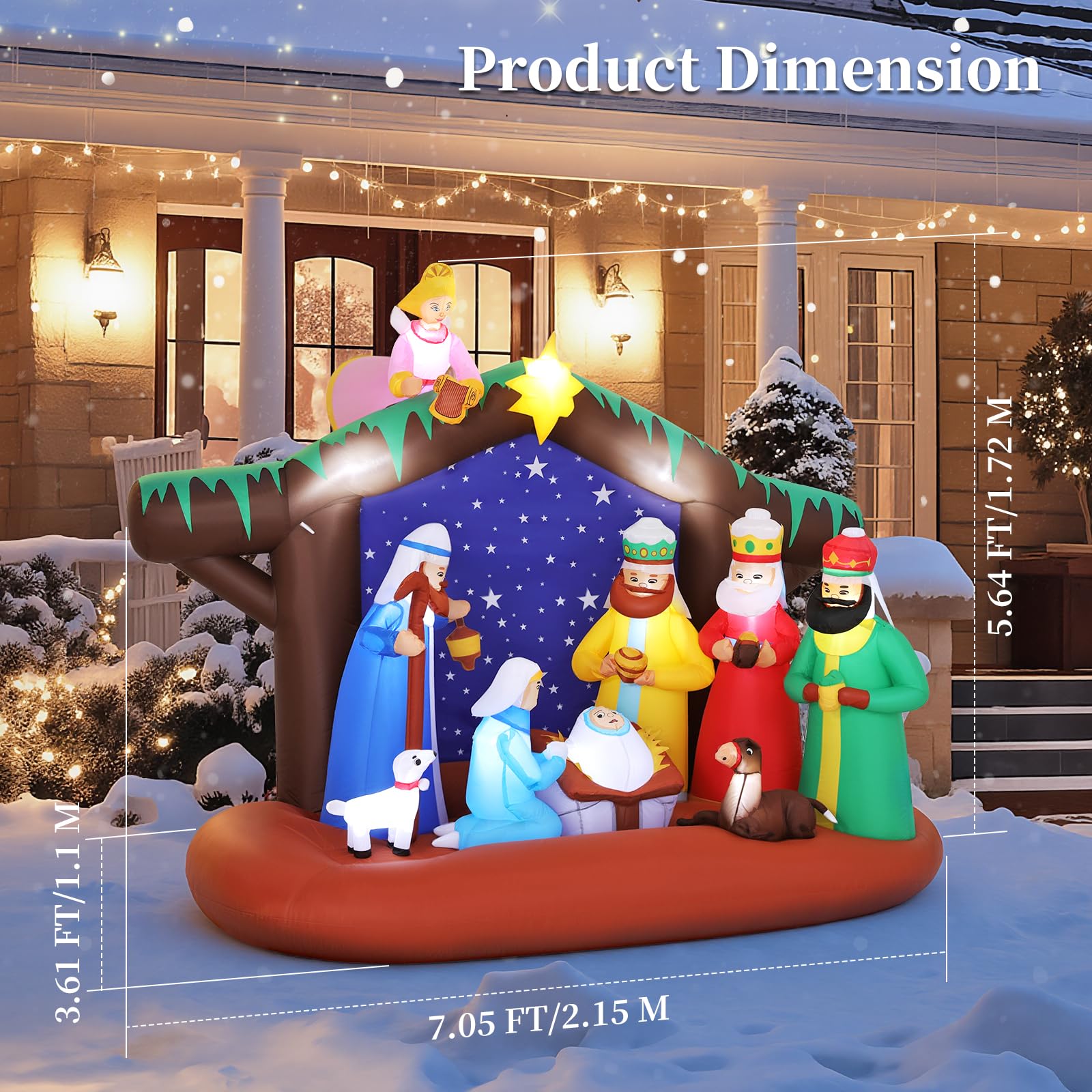 Aufblasbare Weihnachtsdeko, Riesiger Weihnachtsbaum Bogen mit 8 LED Leuchten, Wasserfest Beleuchtet Aufblasbar Weihnachtsdeko Aussen für Hof Garten Feiertag Weihnachtsdekoration