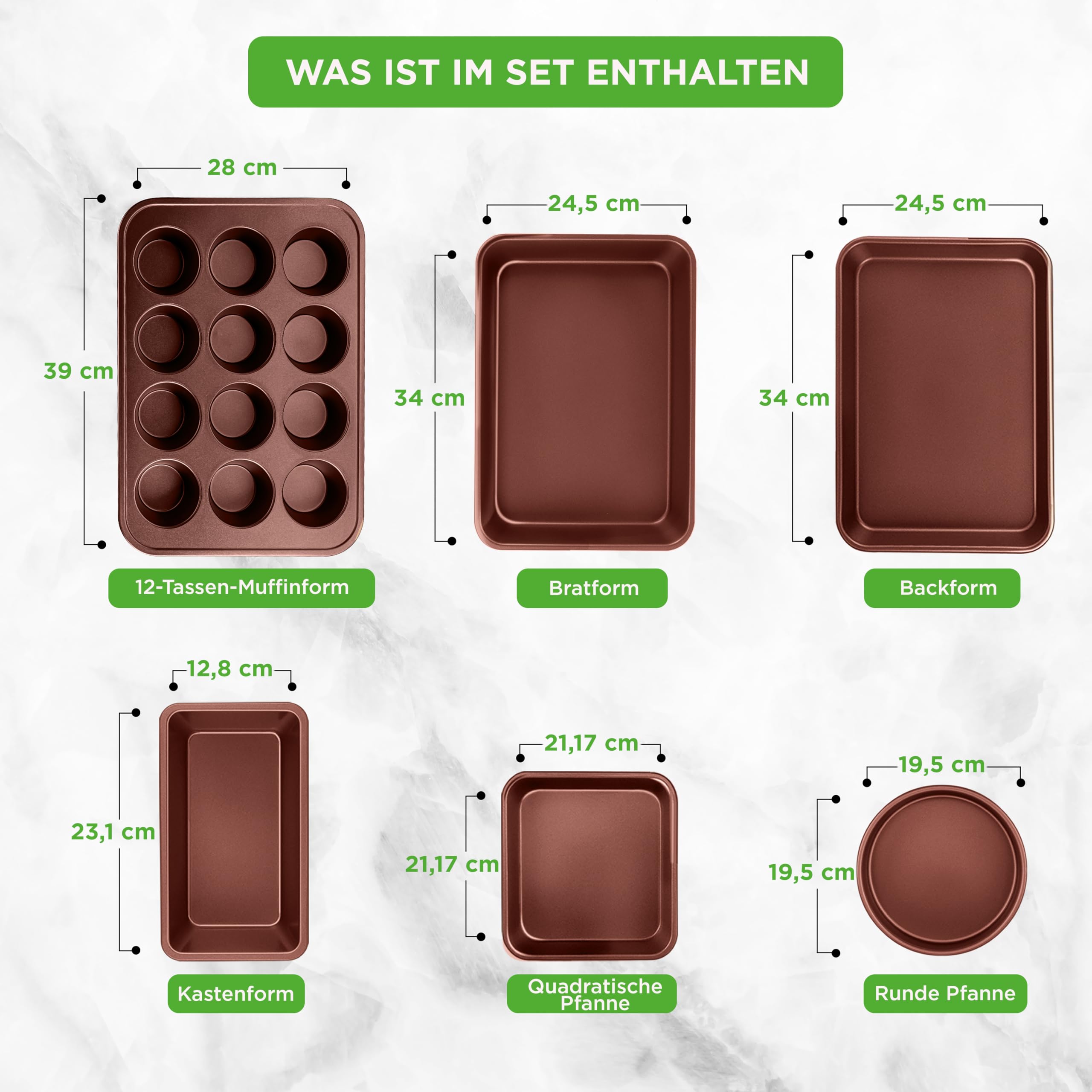 20-teiliges Non-Stick-Saucepan, Pfannen- und Backformset - Kochset PFOA/PFOS frei für Gas, Strom, Keramik und Induktion - Enthält Pfannen, Töpfe, Backdosen, Laibdose, Muffinform