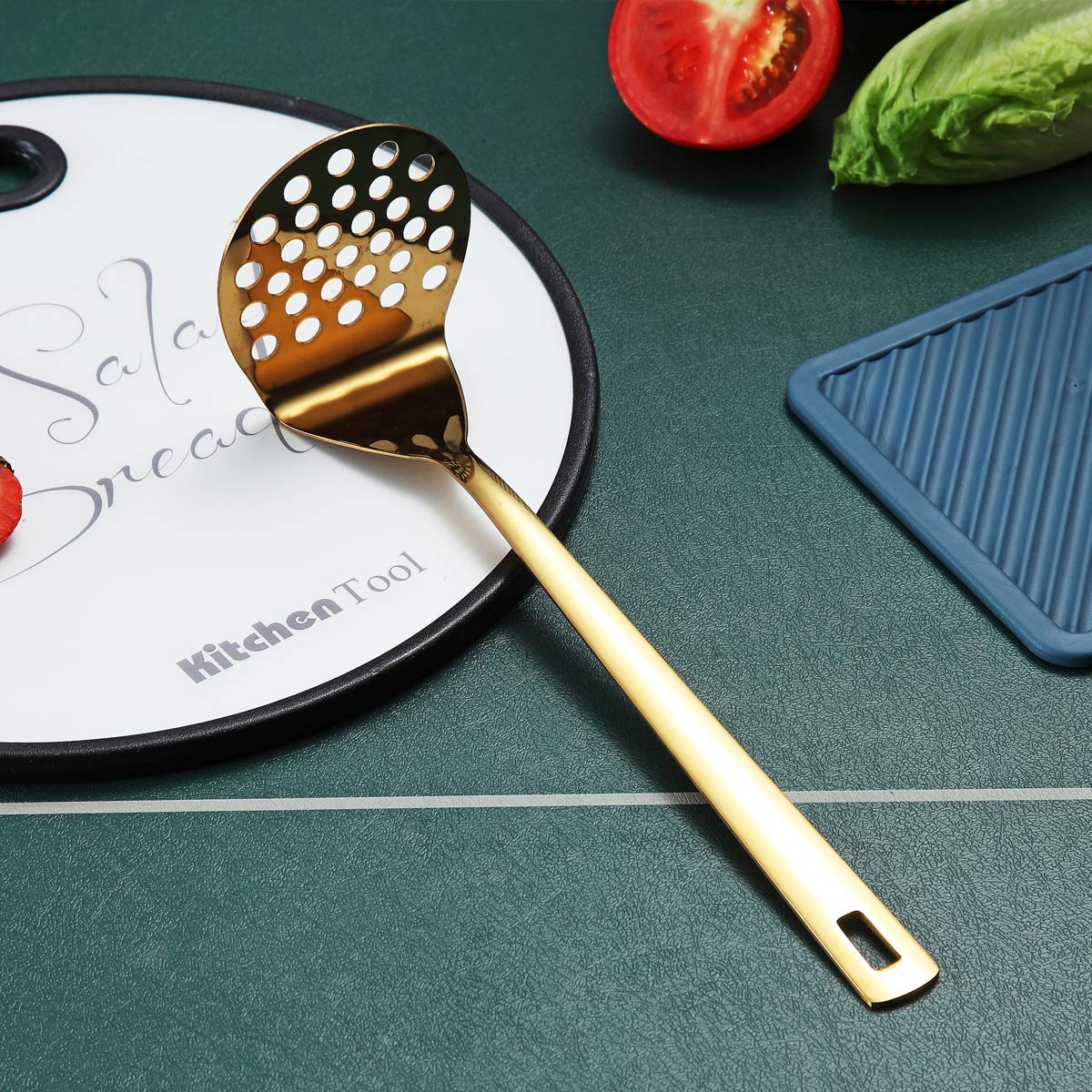 Goldfarbenes Kochutensilien Set, Edelstahl 13 Stück Küchenutensilien Set mit Titanbeschichtung, Küchenutensilien Set mit Utensilienhalter, Geschirrspüler-sicher, leicht zu reinigen